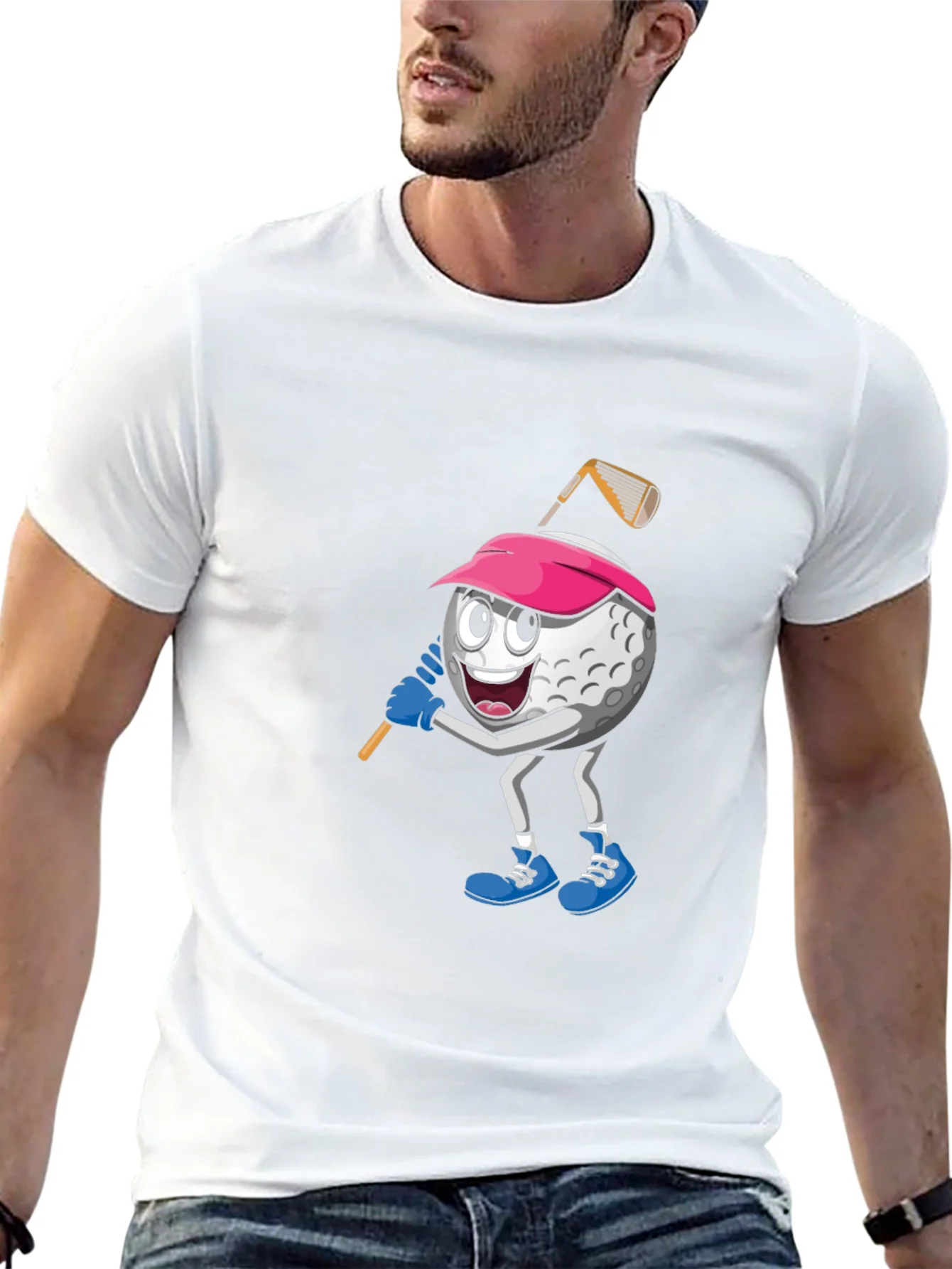Golf Ball Cartoon Black T-Shirt