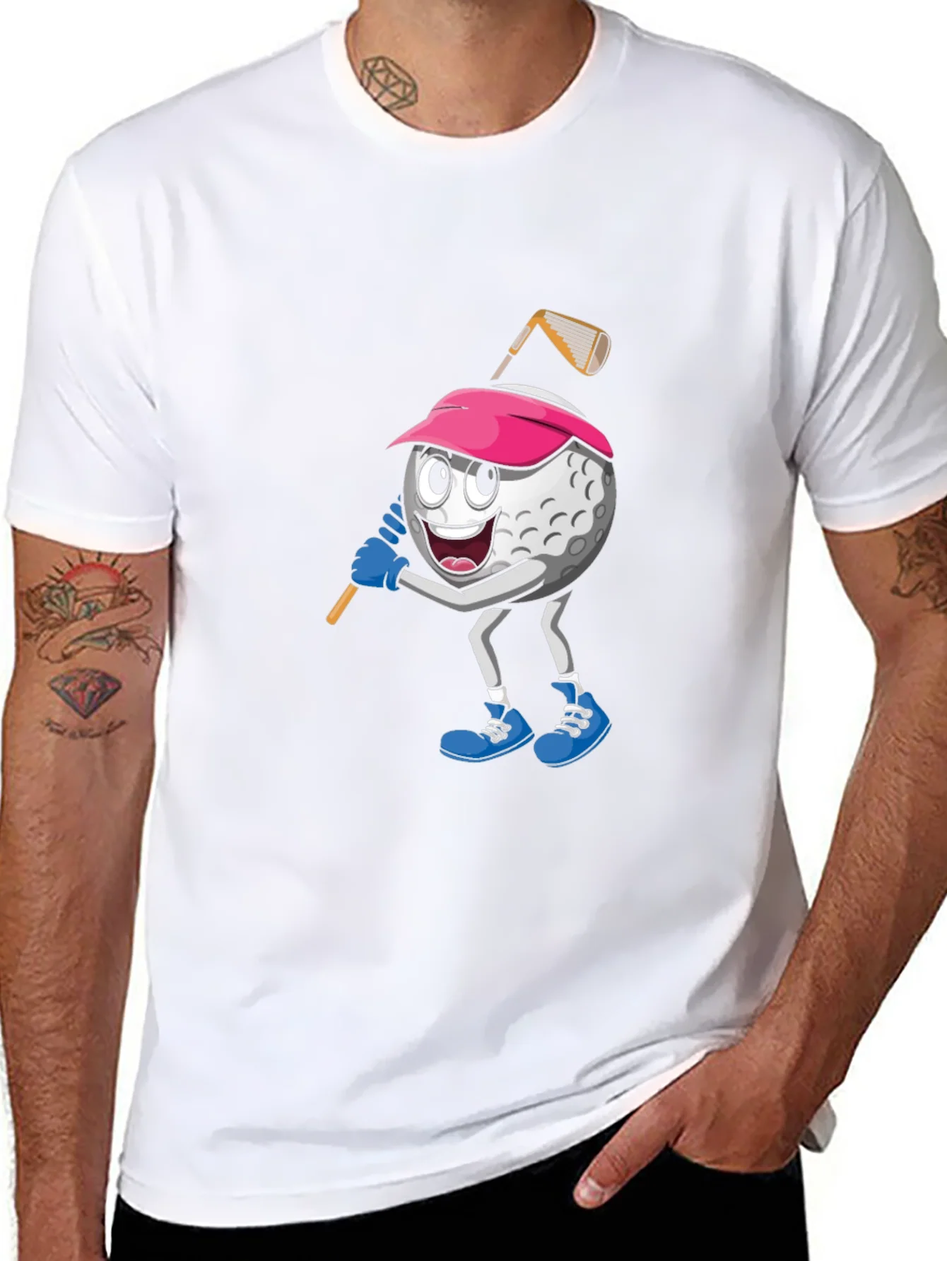 Golf Ball Cartoon Black T-Shirt