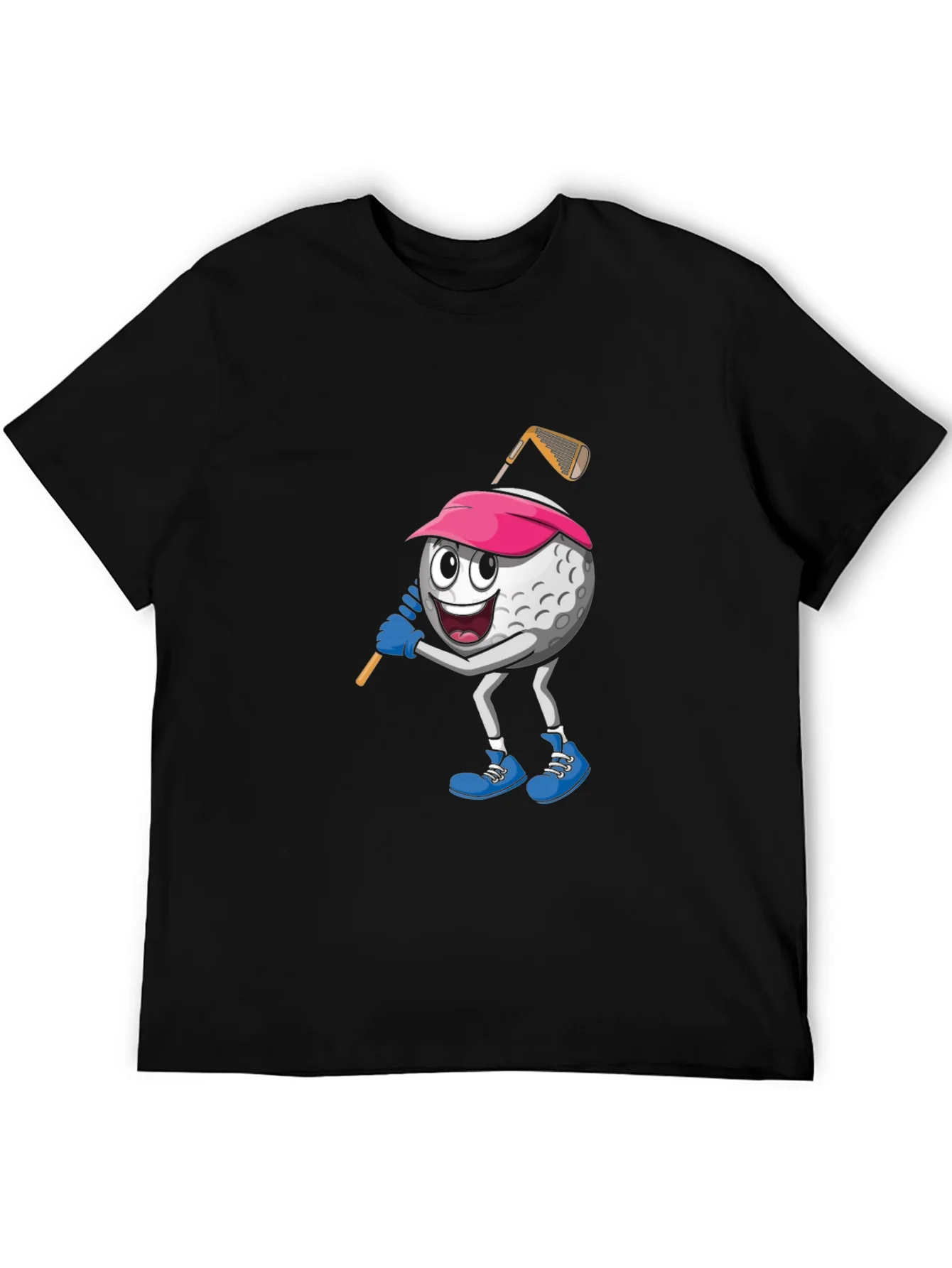 Golf Ball Cartoon Black T-Shirt