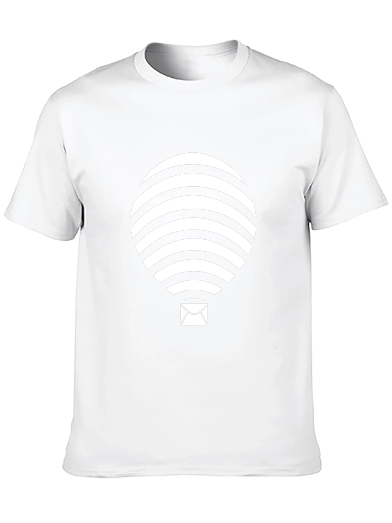 Mens Black Graphic Tee - Striped Hot Air Balloon Design