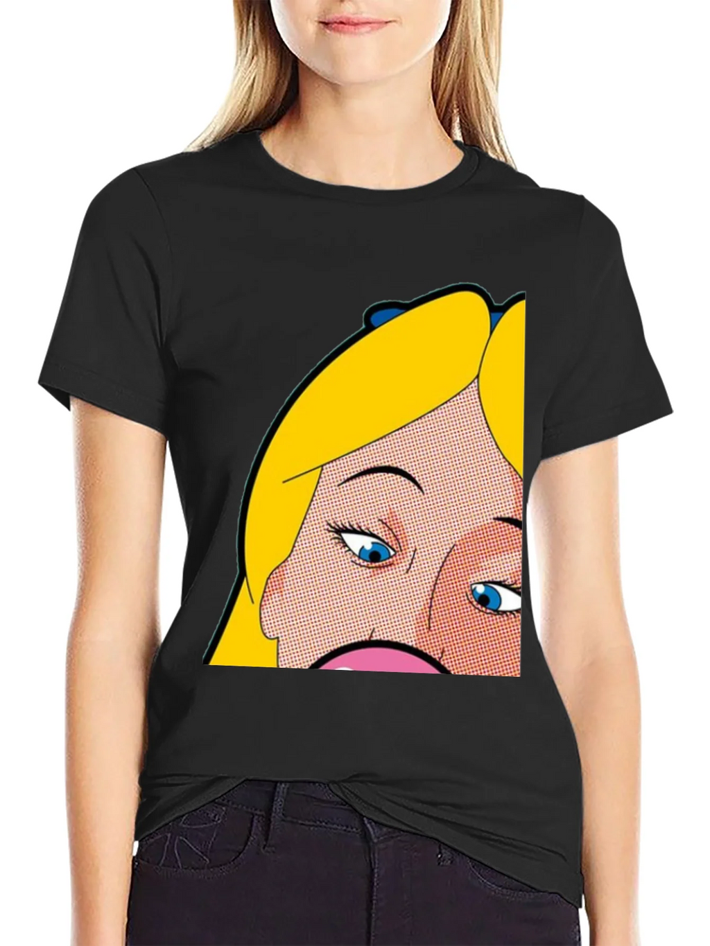 Pop Art Graphic Tee - Alice Inspired Black T-Shirt