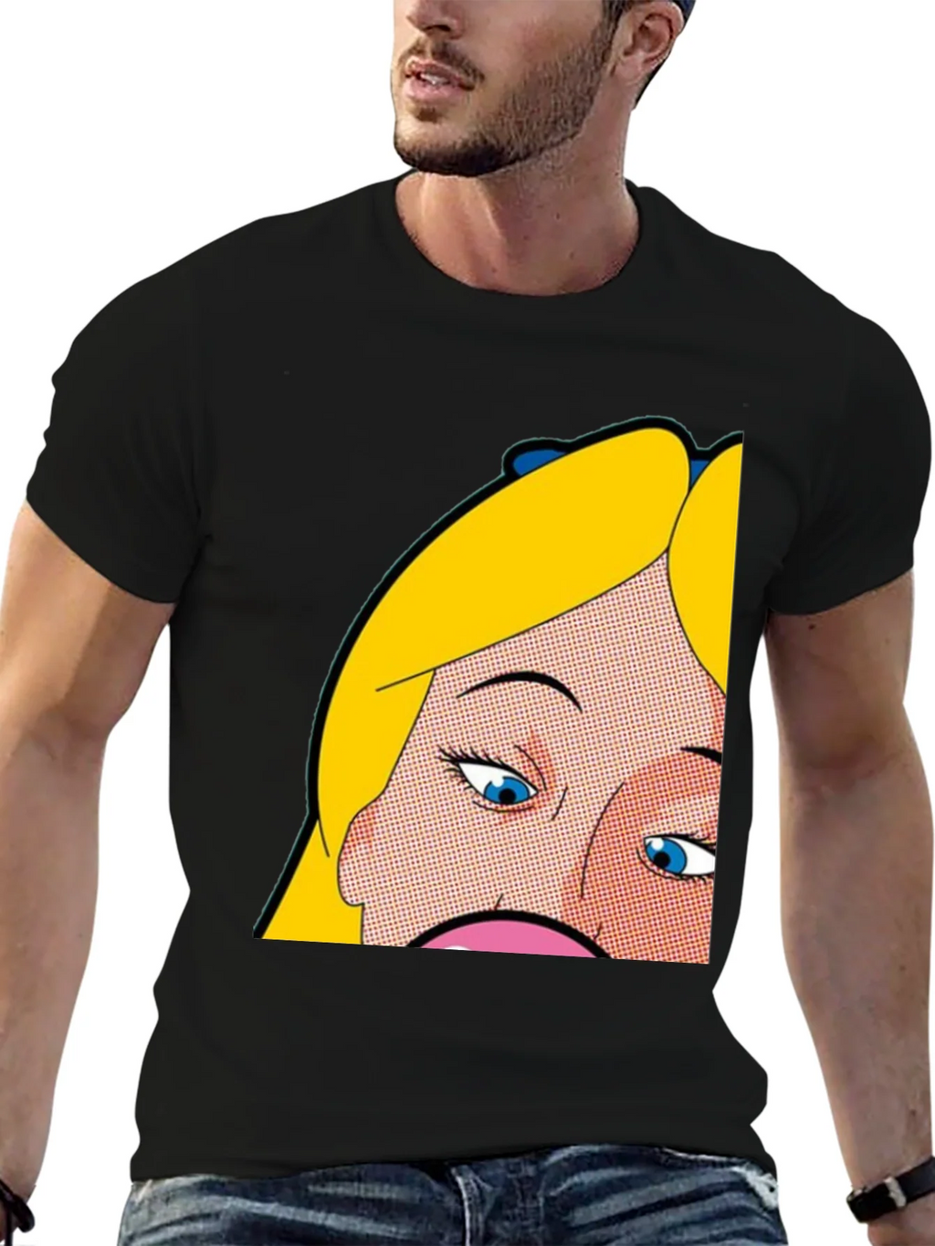 Pop Art Graphic Tee - Alice Inspired Black T-Shirt