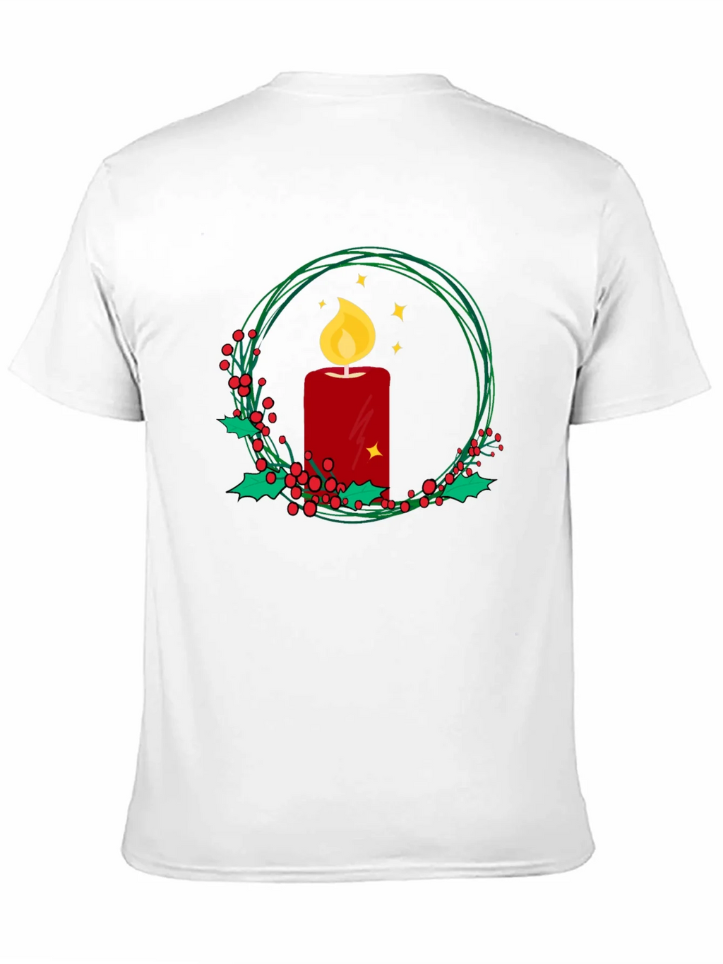 Festive Candle Wreath Graphic Tee - Holiday Cheer