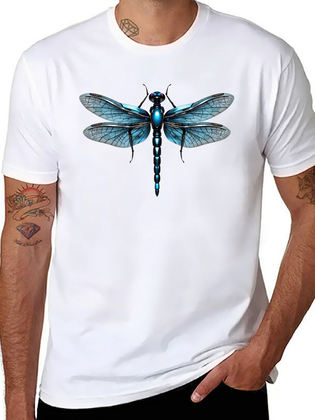 Dragonfly Graphic Tee - Black Cotton T-Shirt