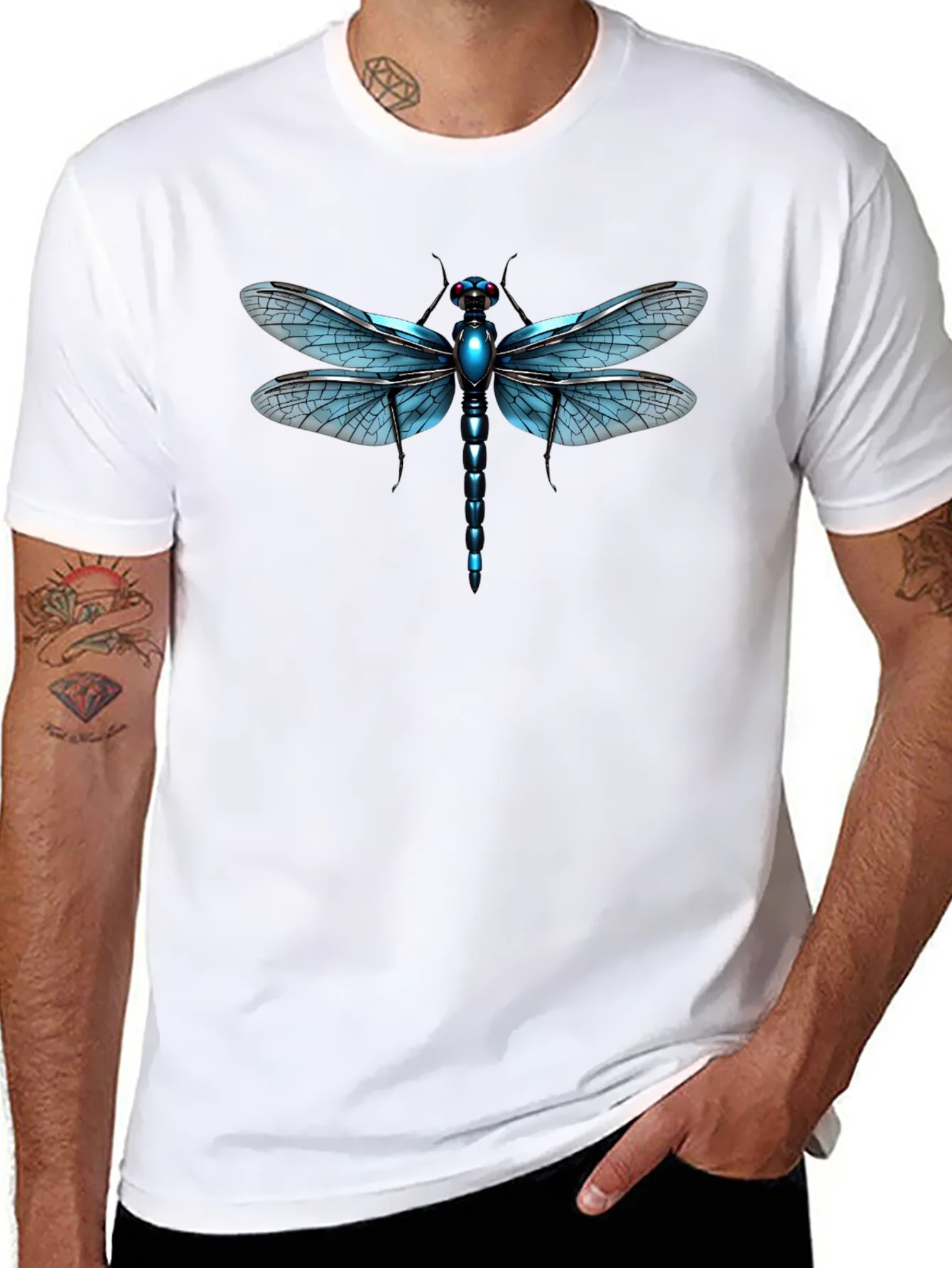 Dragonfly Graphic Tee - Black Cotton T-Shirt