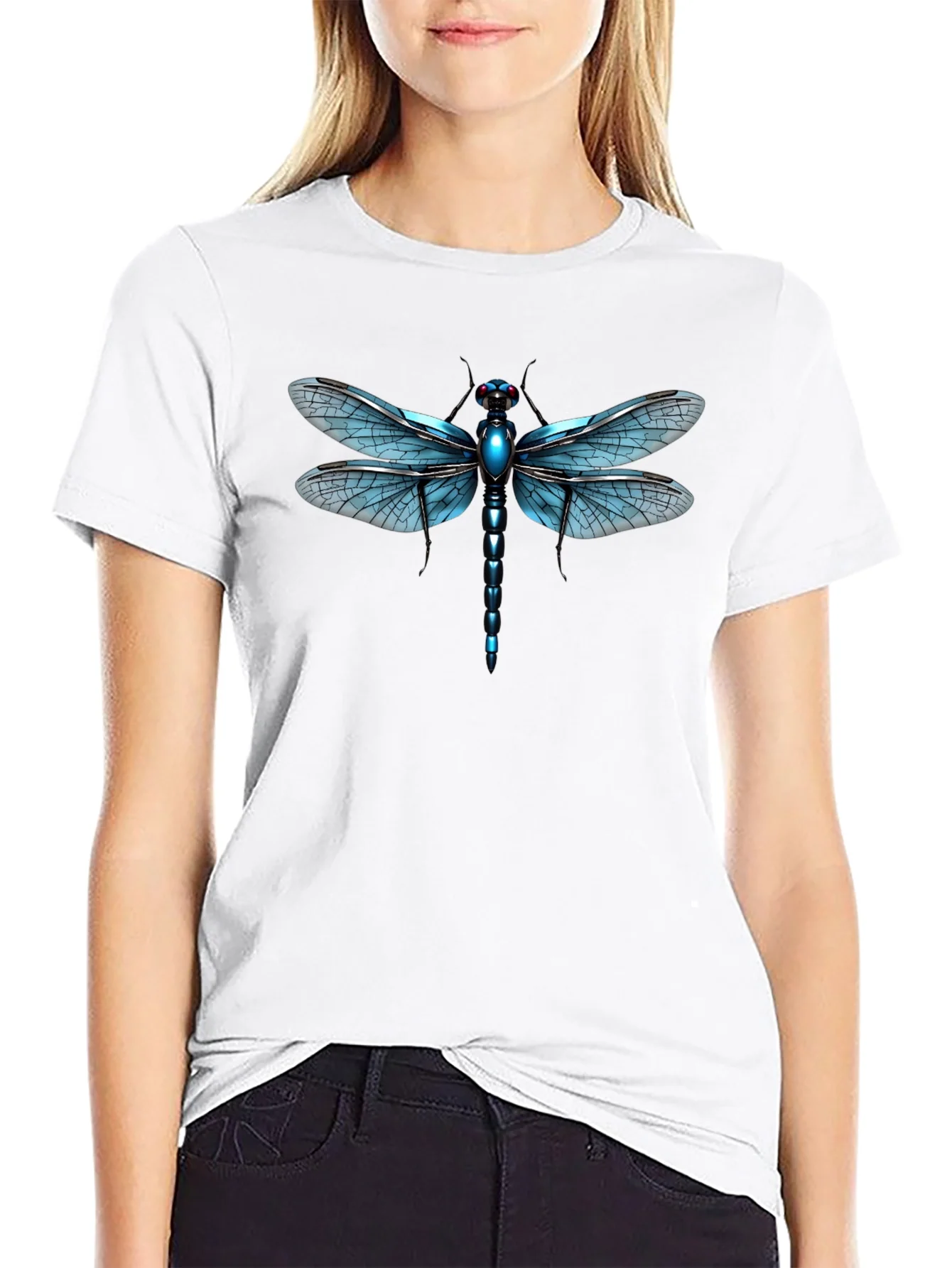 Dragonfly Graphic Tee - Black Cotton T-Shirt