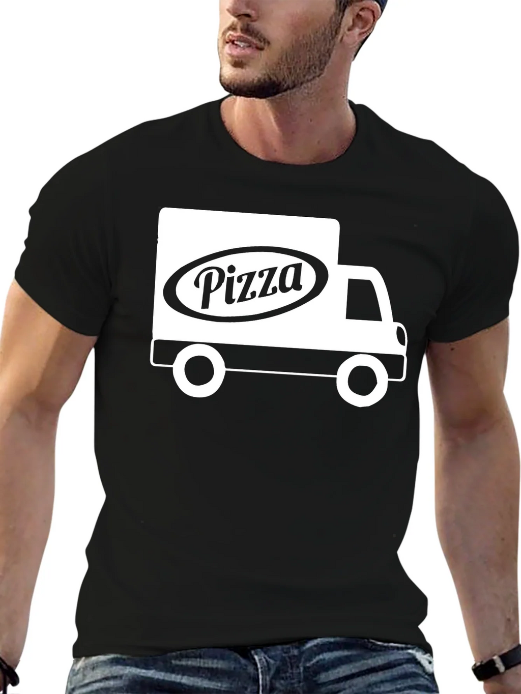 Pizza Delivery Truck Graphic Tee - Black