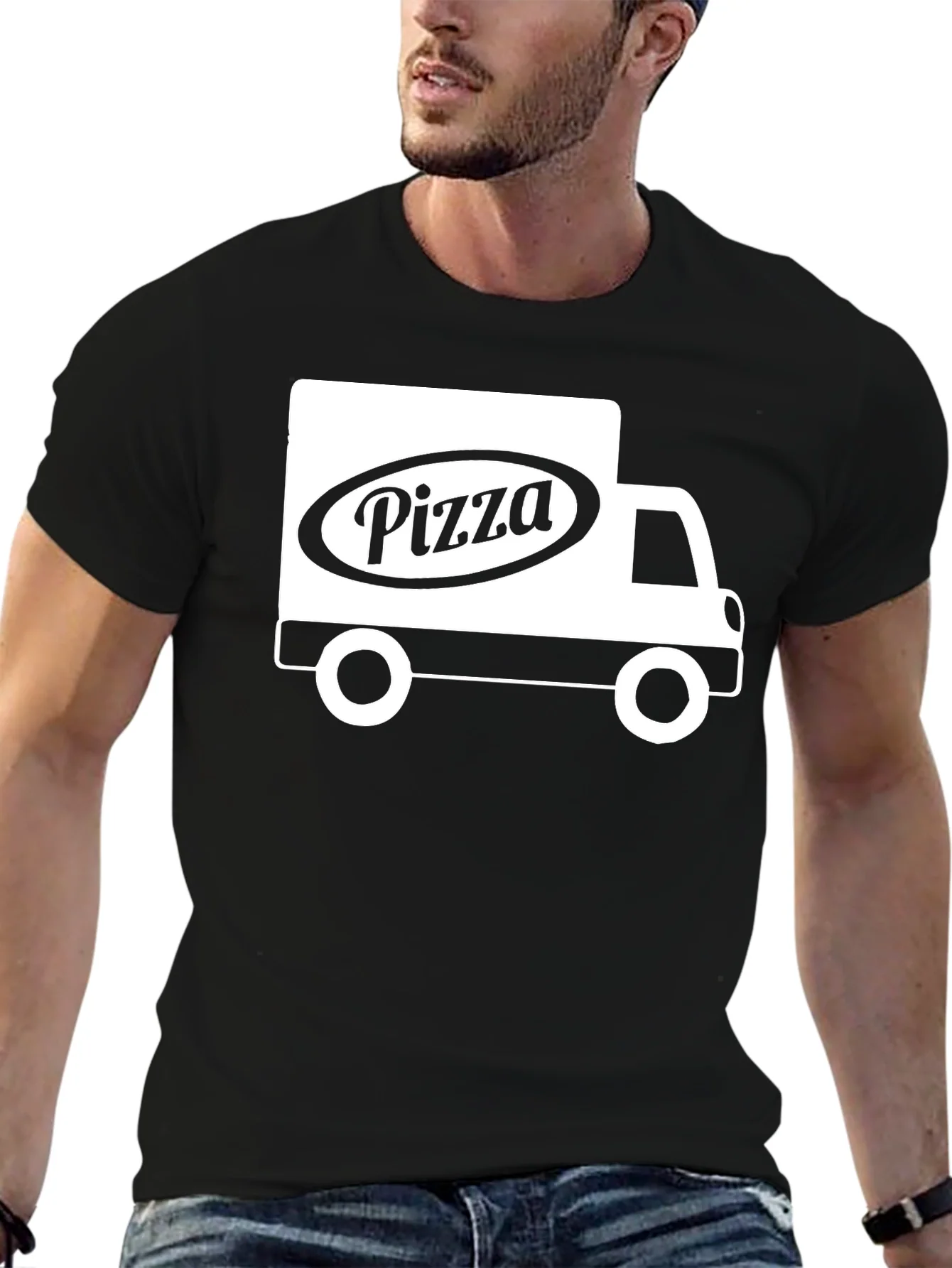 Pizza Delivery Truck Graphic Tee - Black