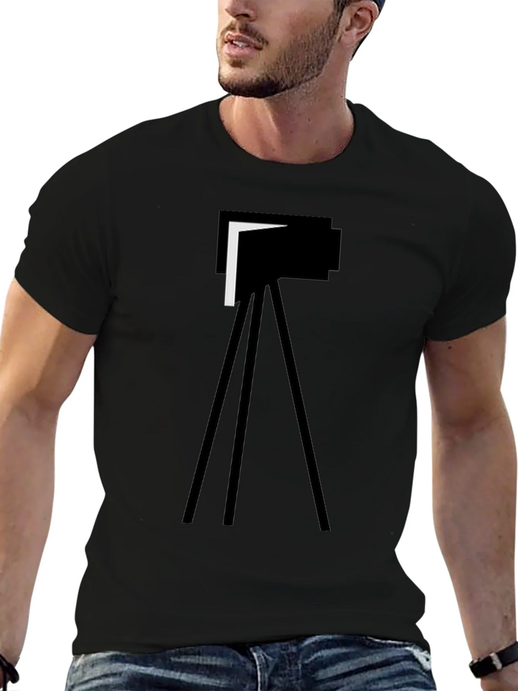 Minimalist Camera Graphic Tee - Black