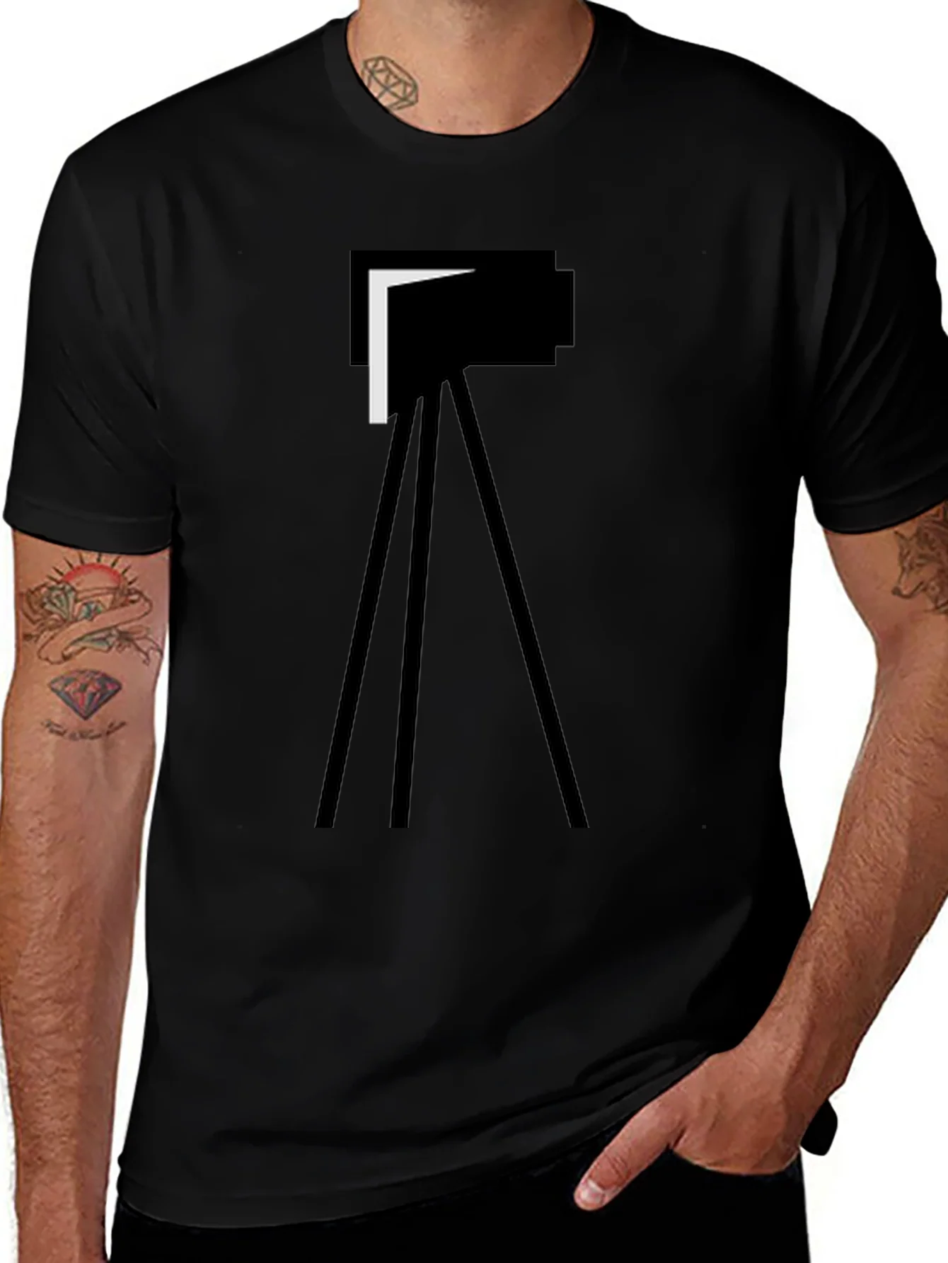 Minimalist Camera Graphic Tee - Black