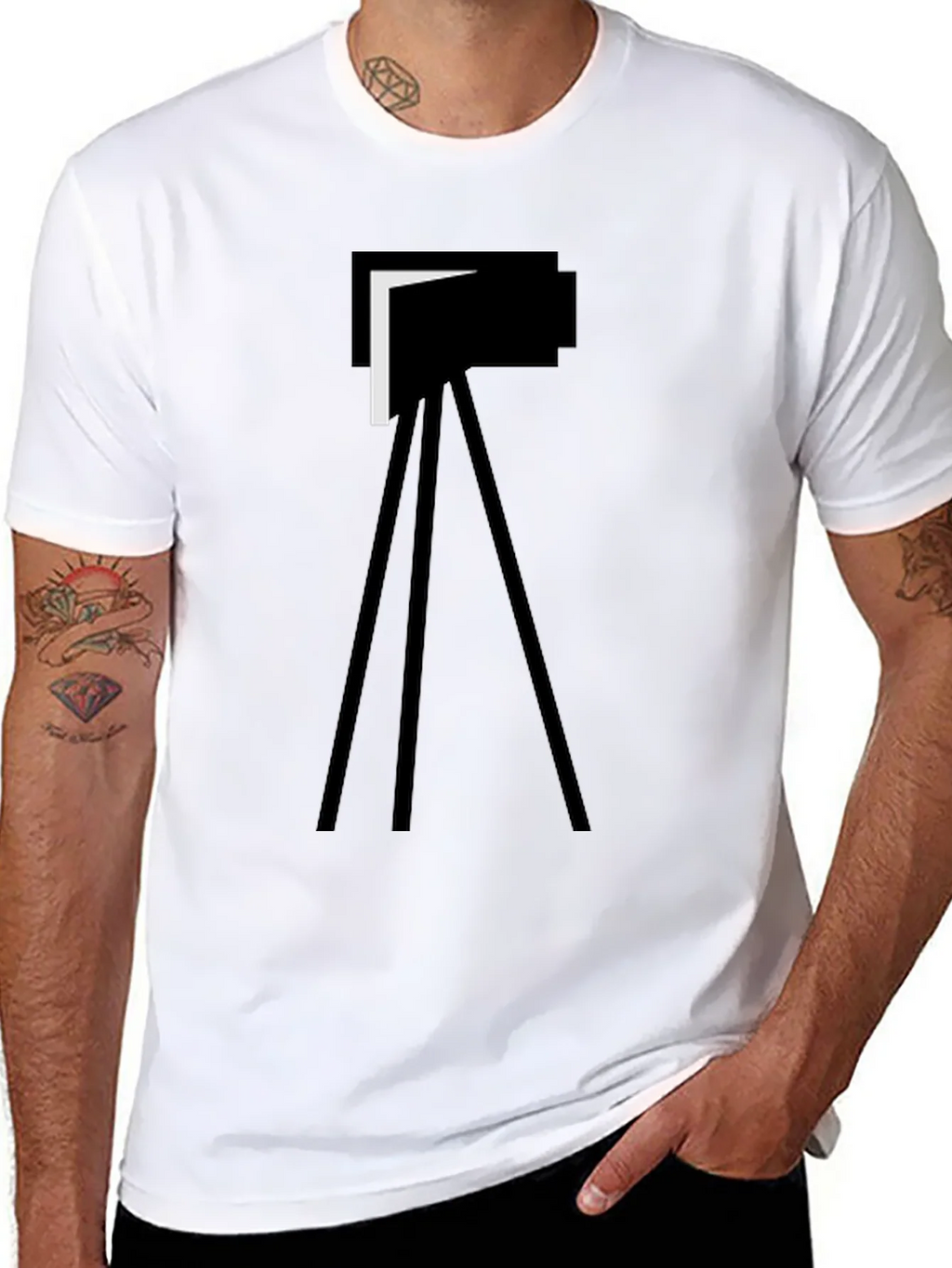 Minimalist Camera Graphic Tee - Black
