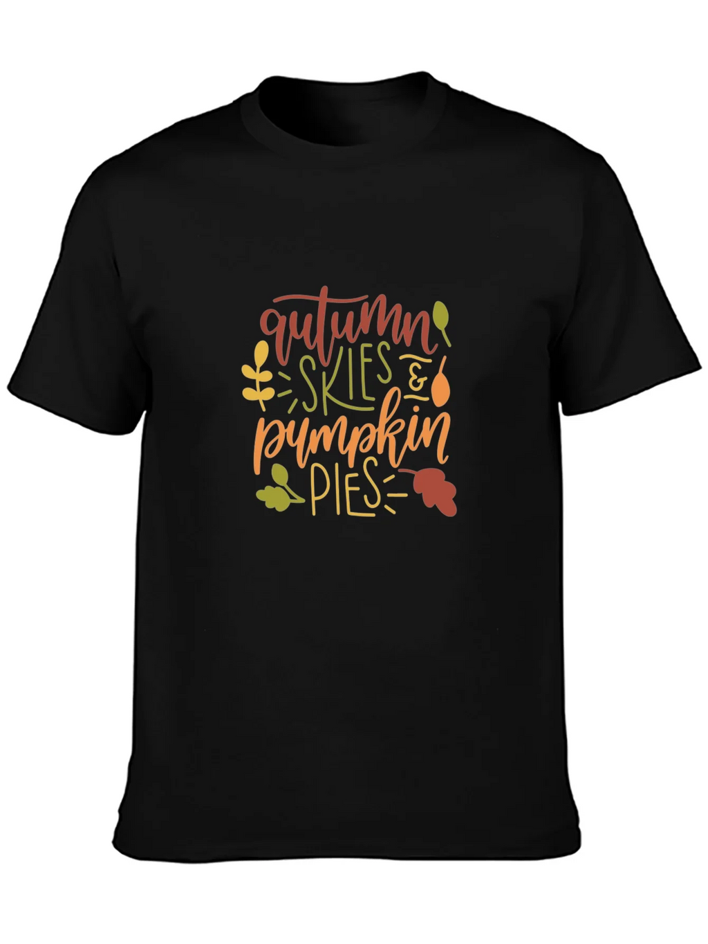 Autumn Skies & Pumpkin Pies Black T-Shirt