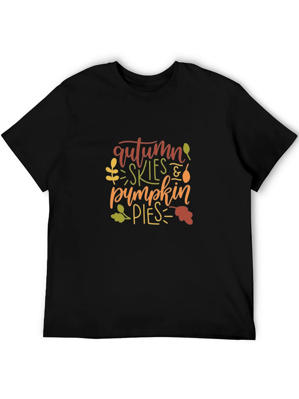 Autumn Skies & Pumpkin Pies Black T-Shirt