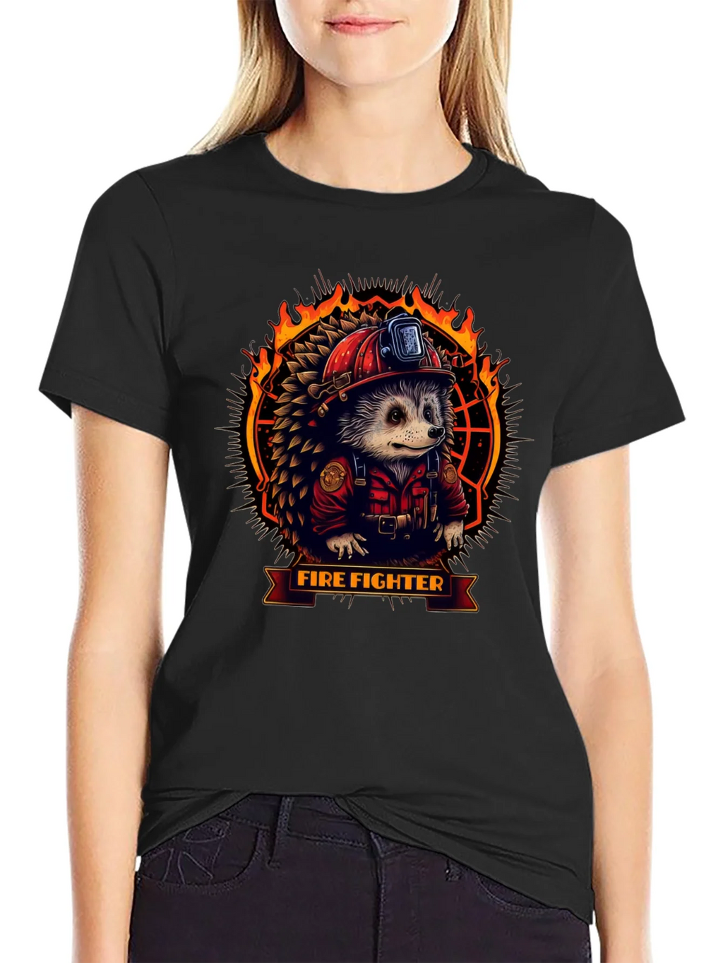 Firefighter Hedgehog Graphic Tee