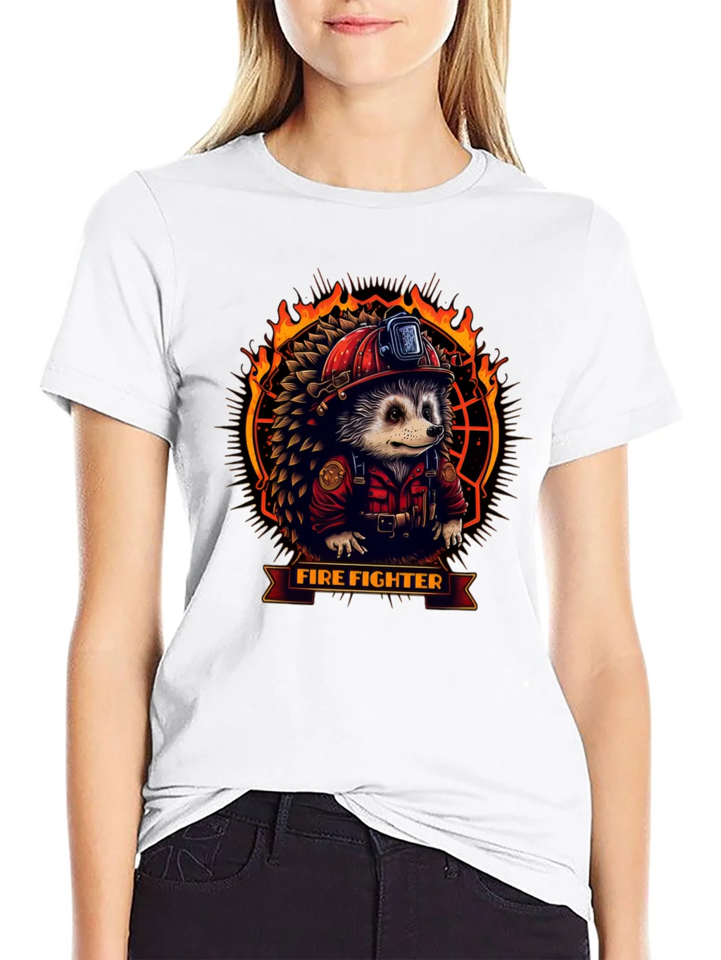 Firefighter Hedgehog Graphic Tee