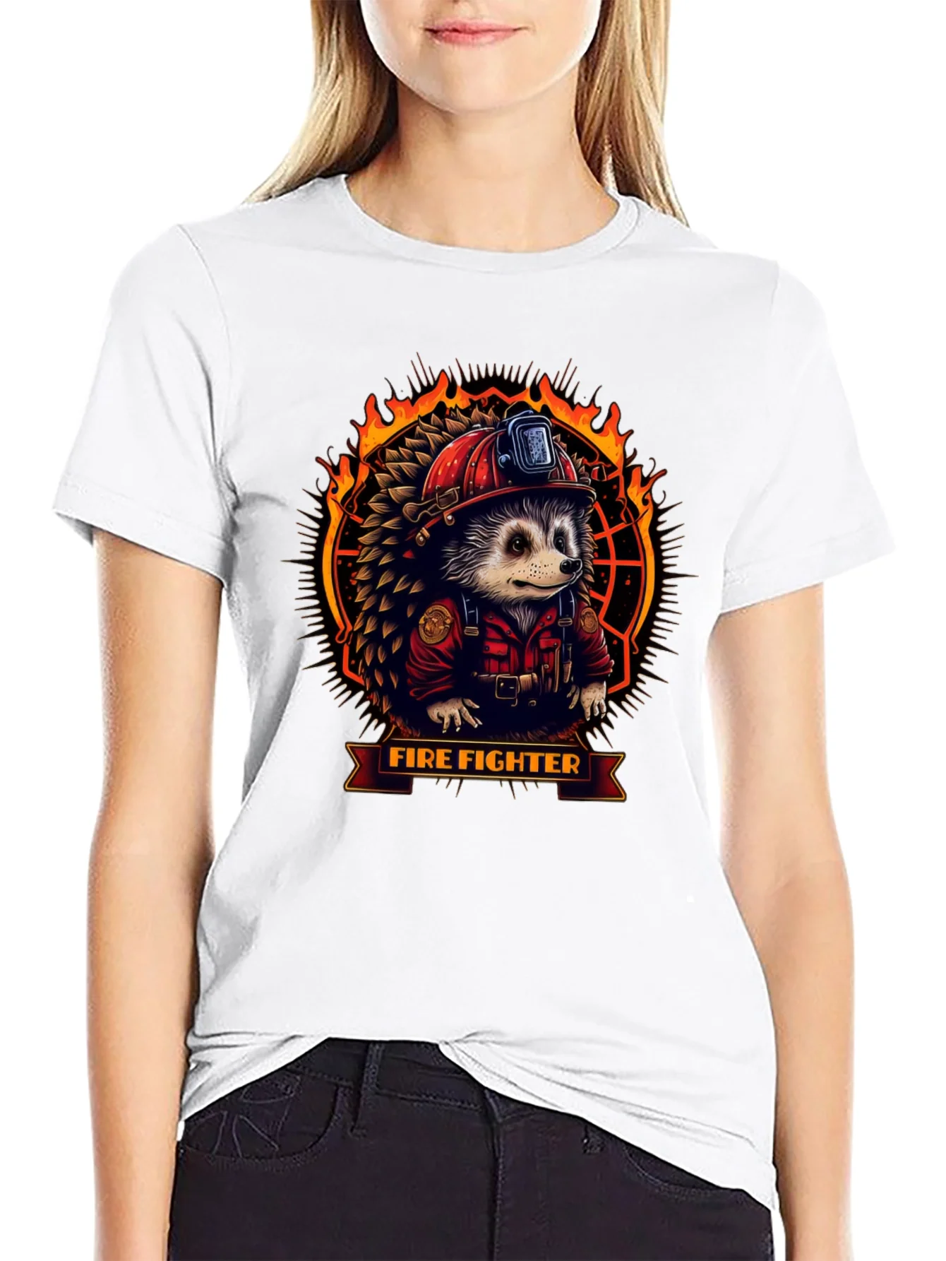 Firefighter Hedgehog Graphic Tee