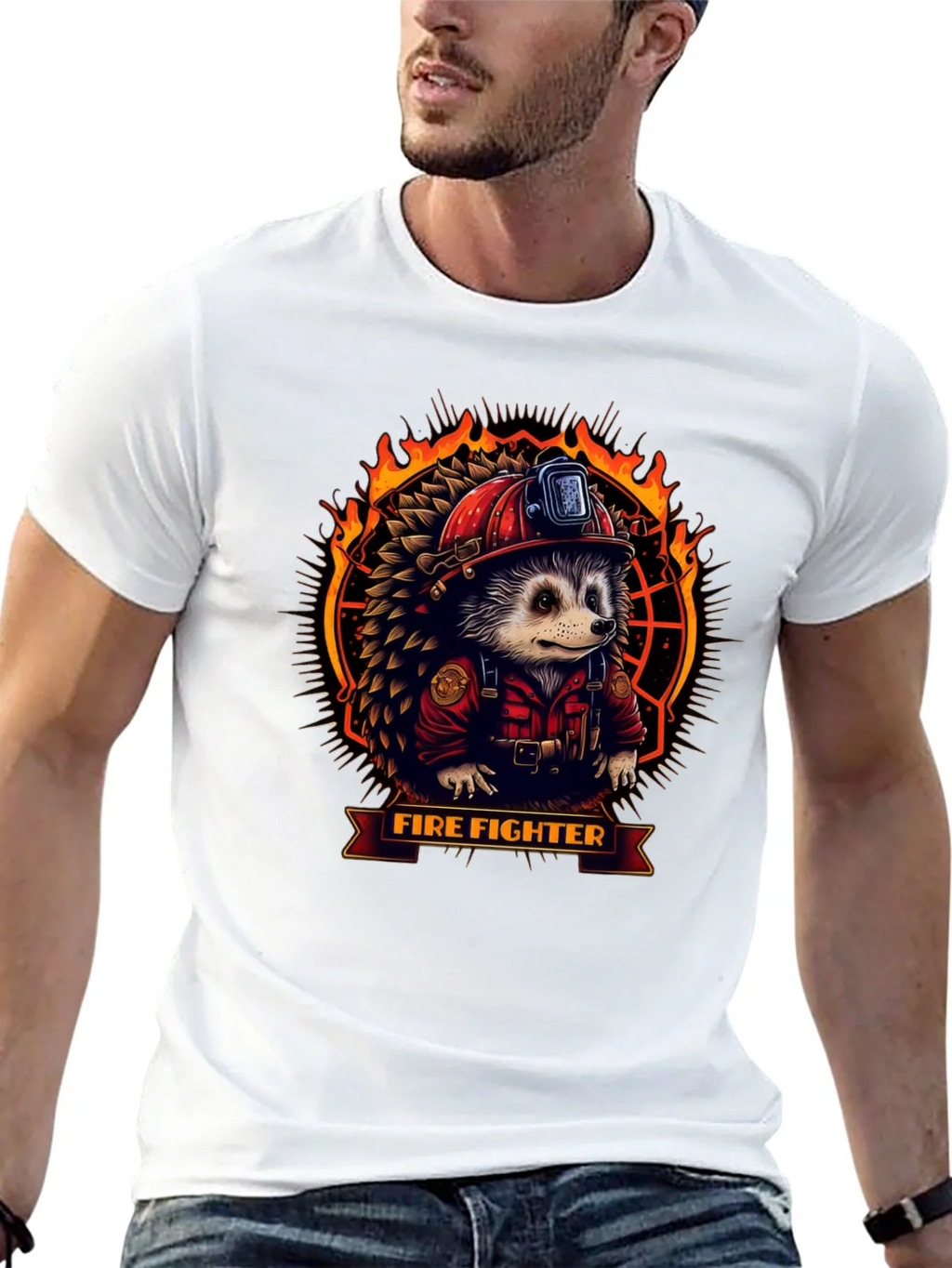 Firefighter Hedgehog Graphic Tee