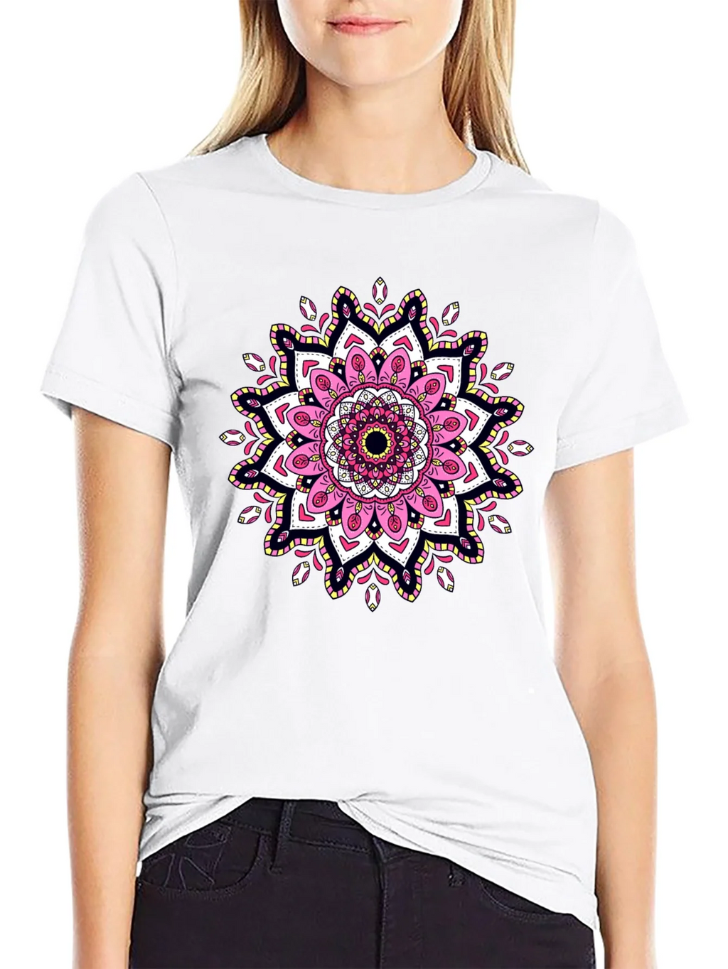 Mandala Print Black T-Shirt
