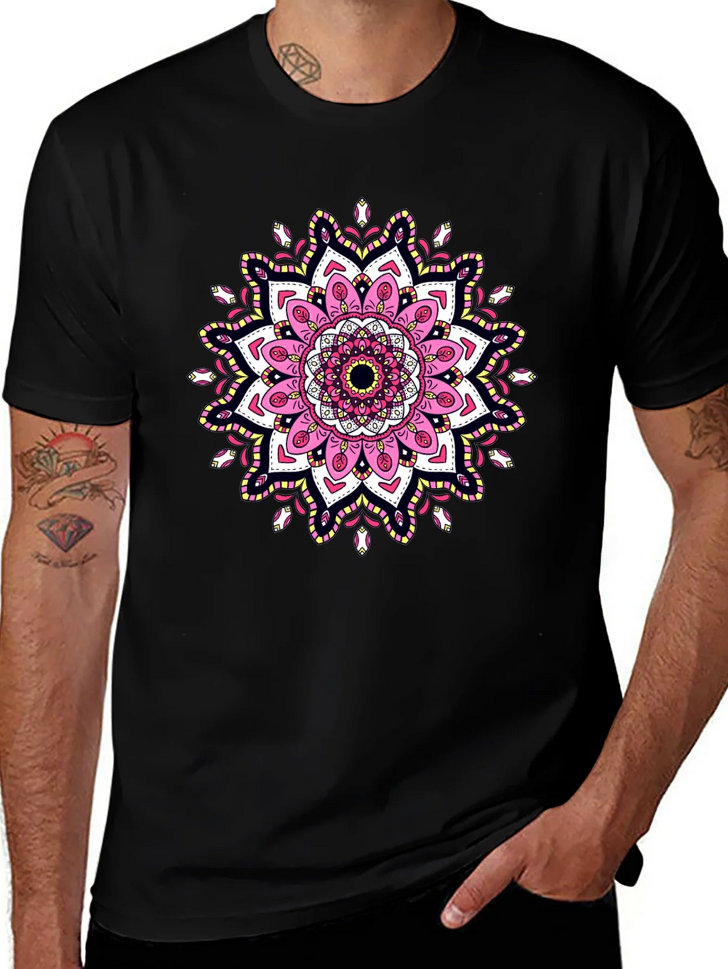 Mandala Print Black T-Shirt