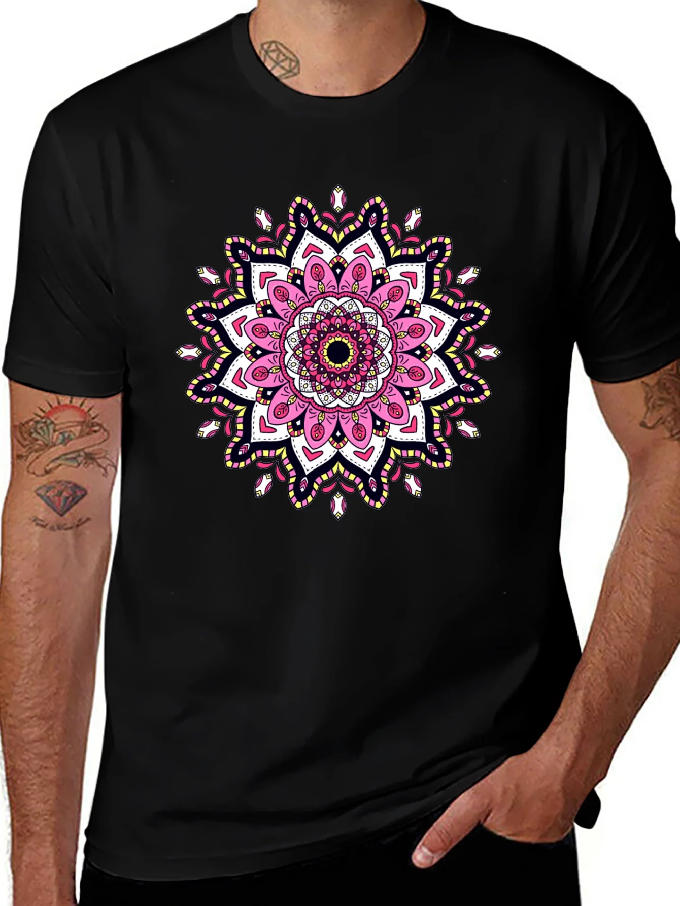 Mandala Print Black T-Shirt