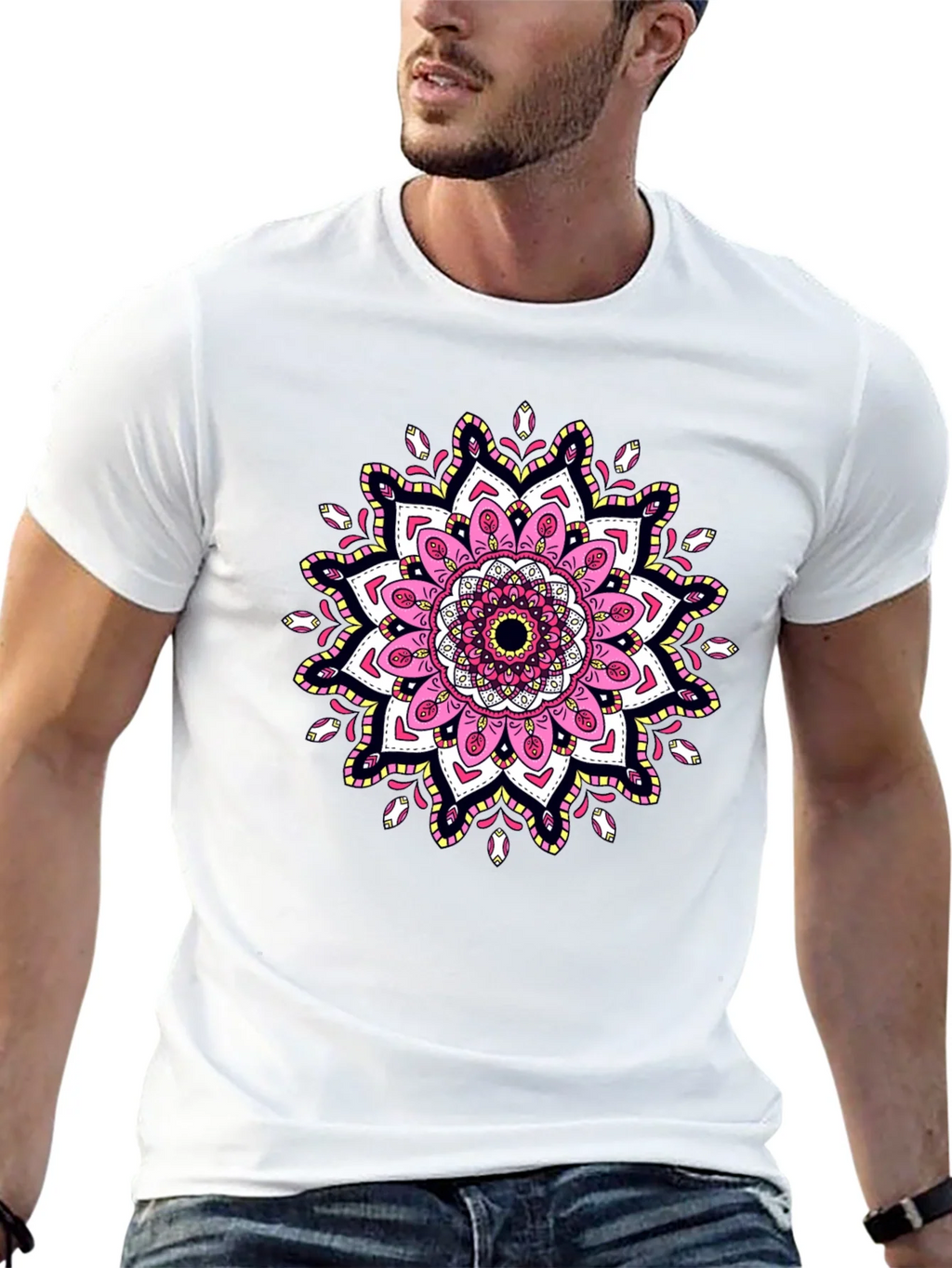 Mandala Print Black T-Shirt