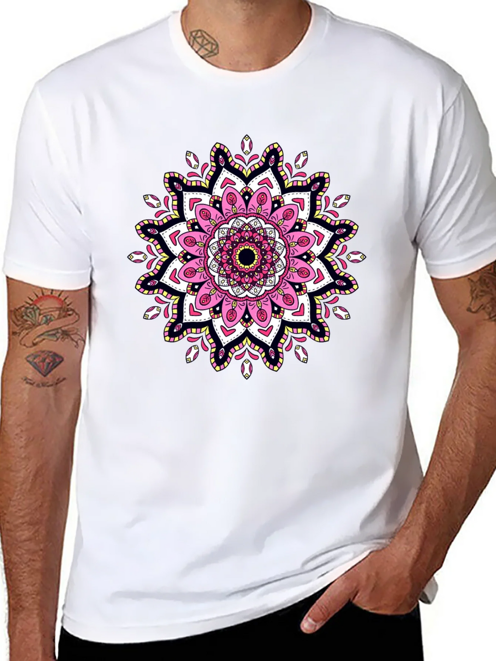 Mandala Print Black T-Shirt