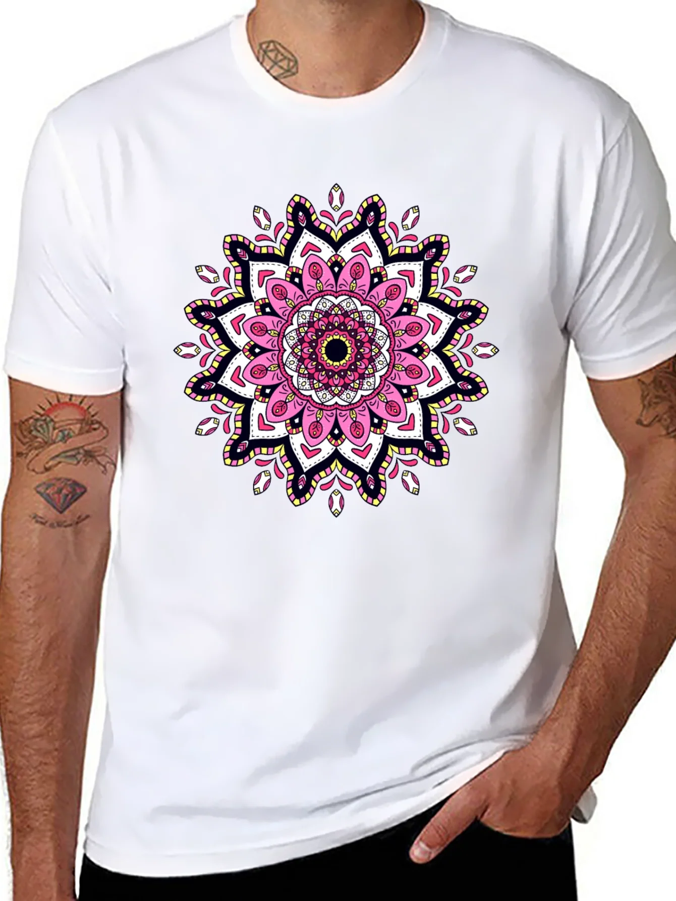 Mandala Print Black T-Shirt