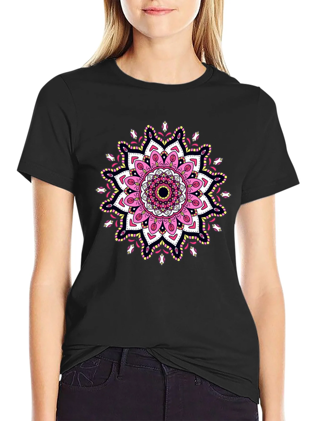Mandala Print Black T-Shirt