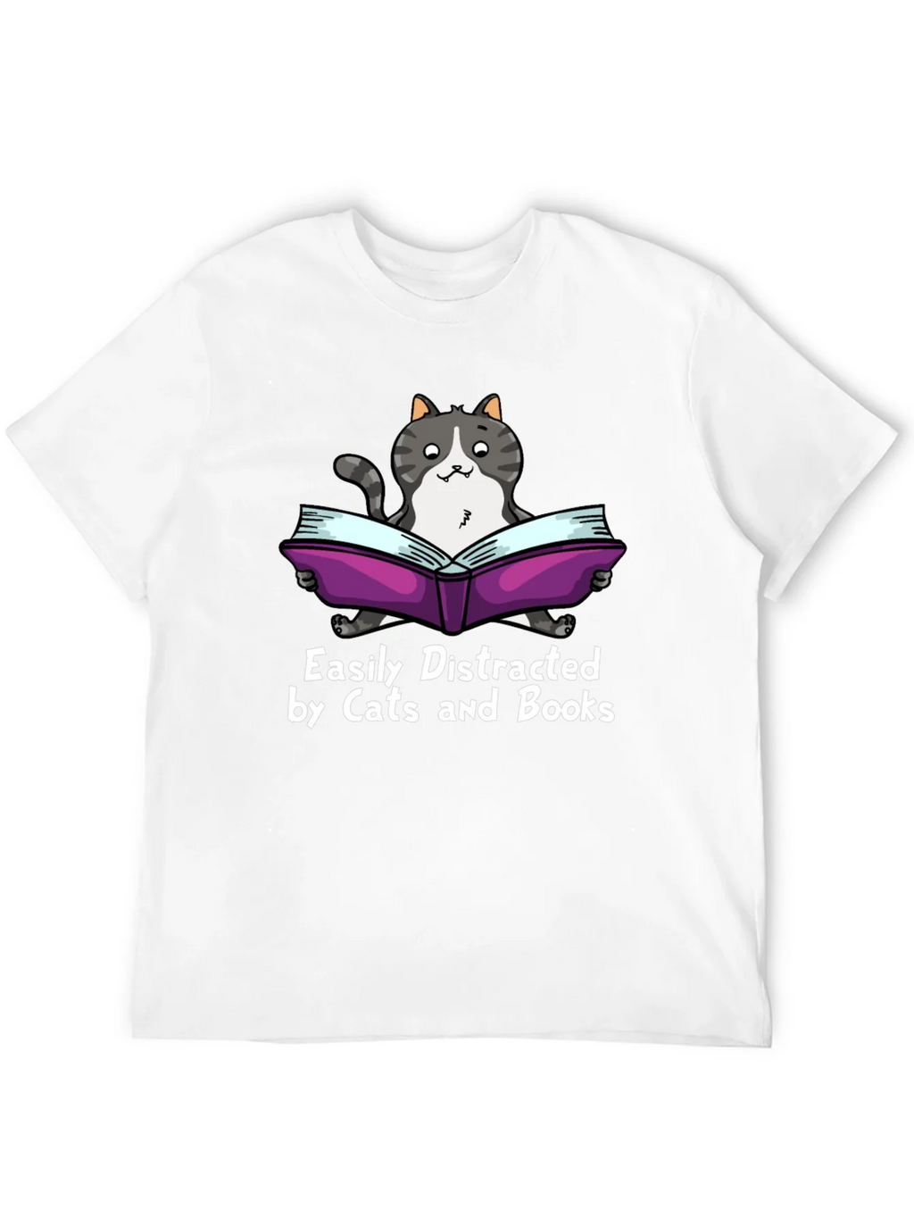 Easily Distracted by Cats and Books T-Shirt