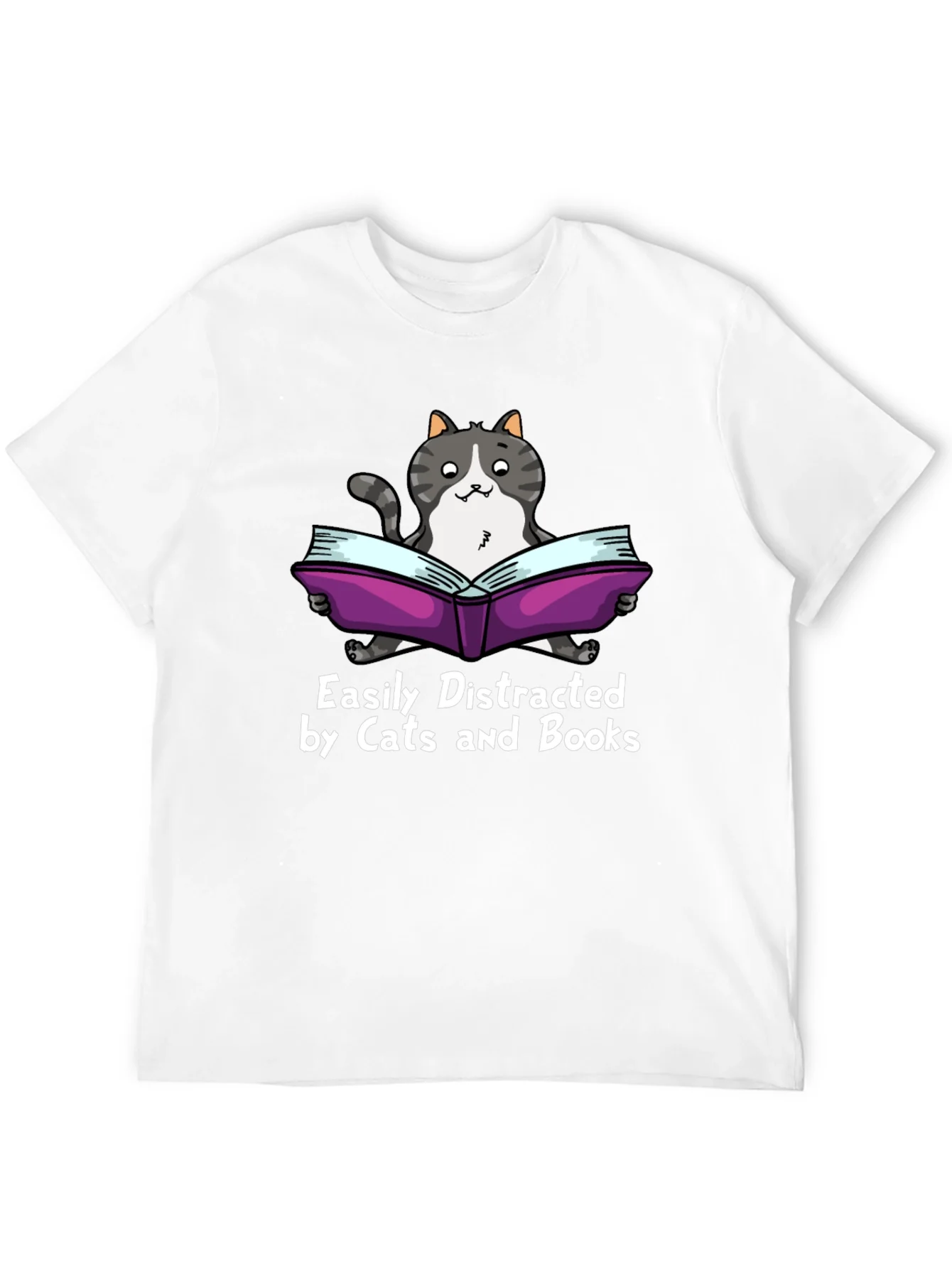 Easily Distracted by Cats and Books T-Shirt