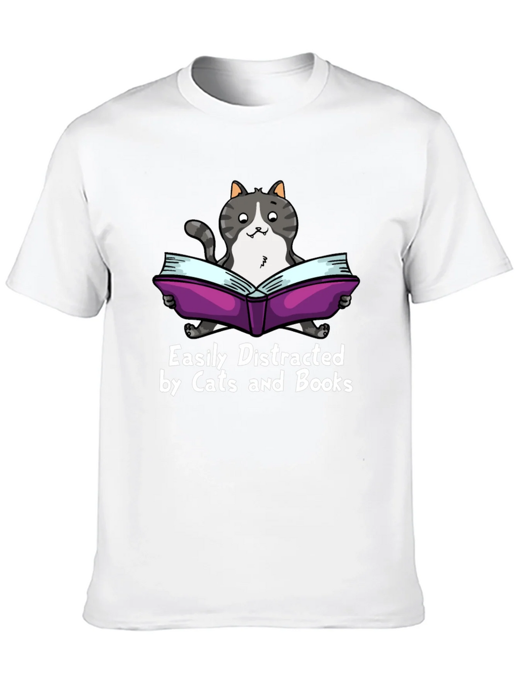 Easily Distracted by Cats and Books T-Shirt