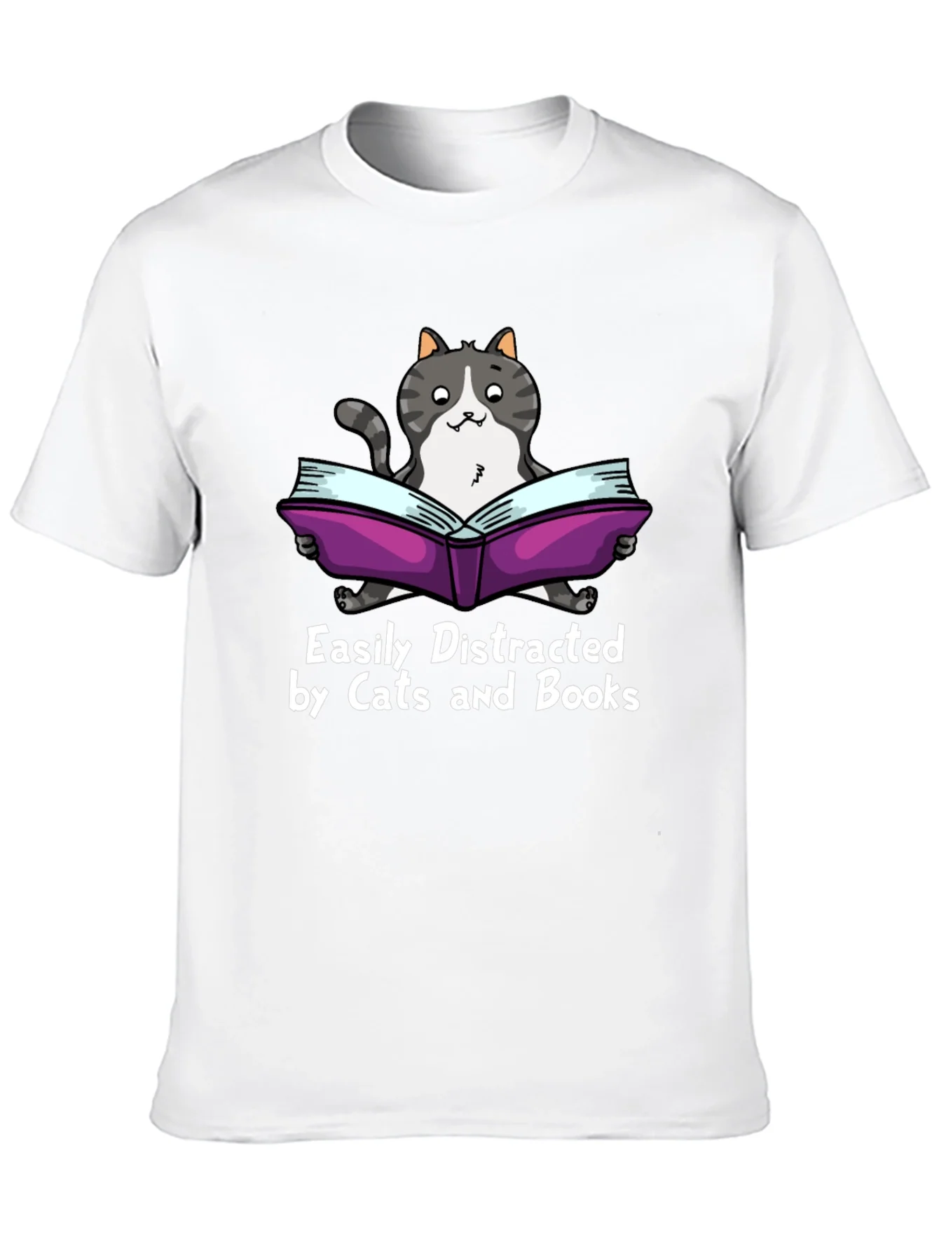Easily Distracted by Cats and Books T-Shirt