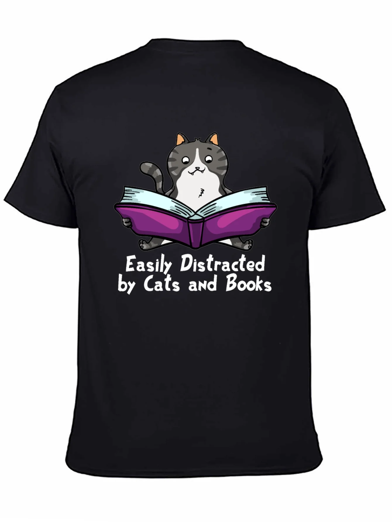 Easily Distracted by Cats and Books T-Shirt