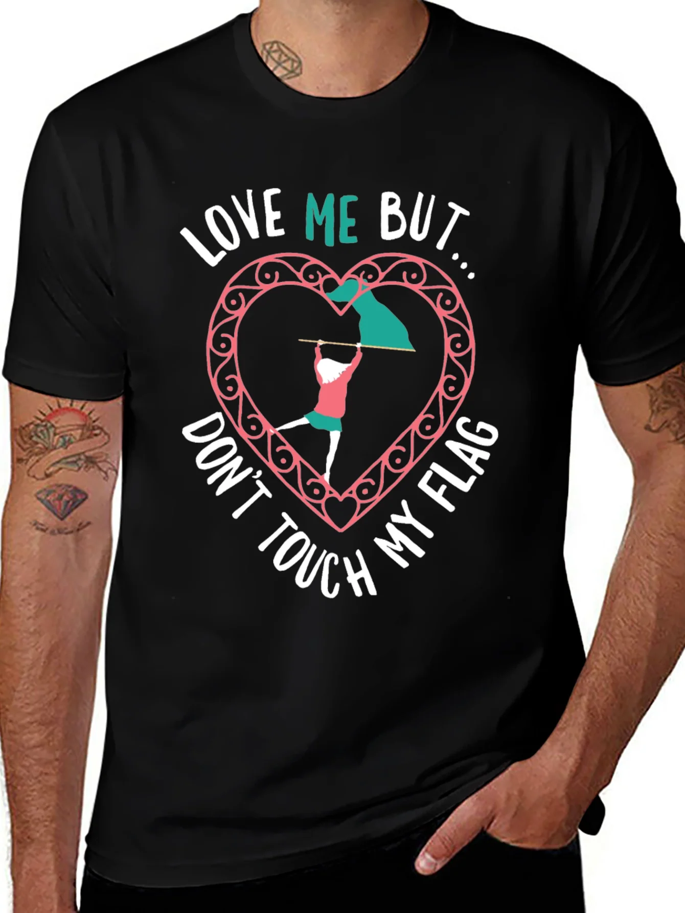 Love Me But Dont Touch My Flag Black T-Shirt