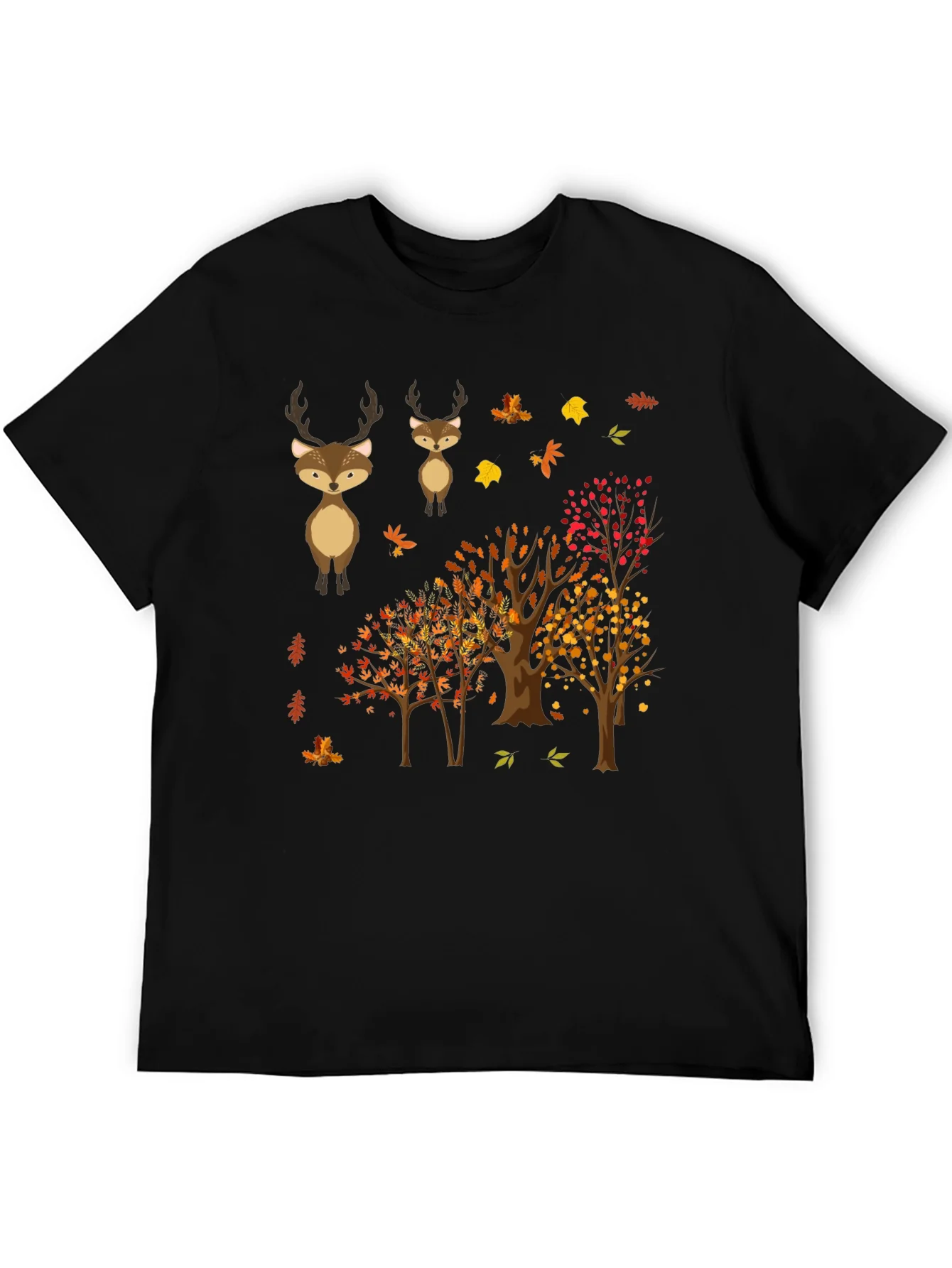Autumn Deer & Tree Graphic Tee - Nature Lovers T-Shirt