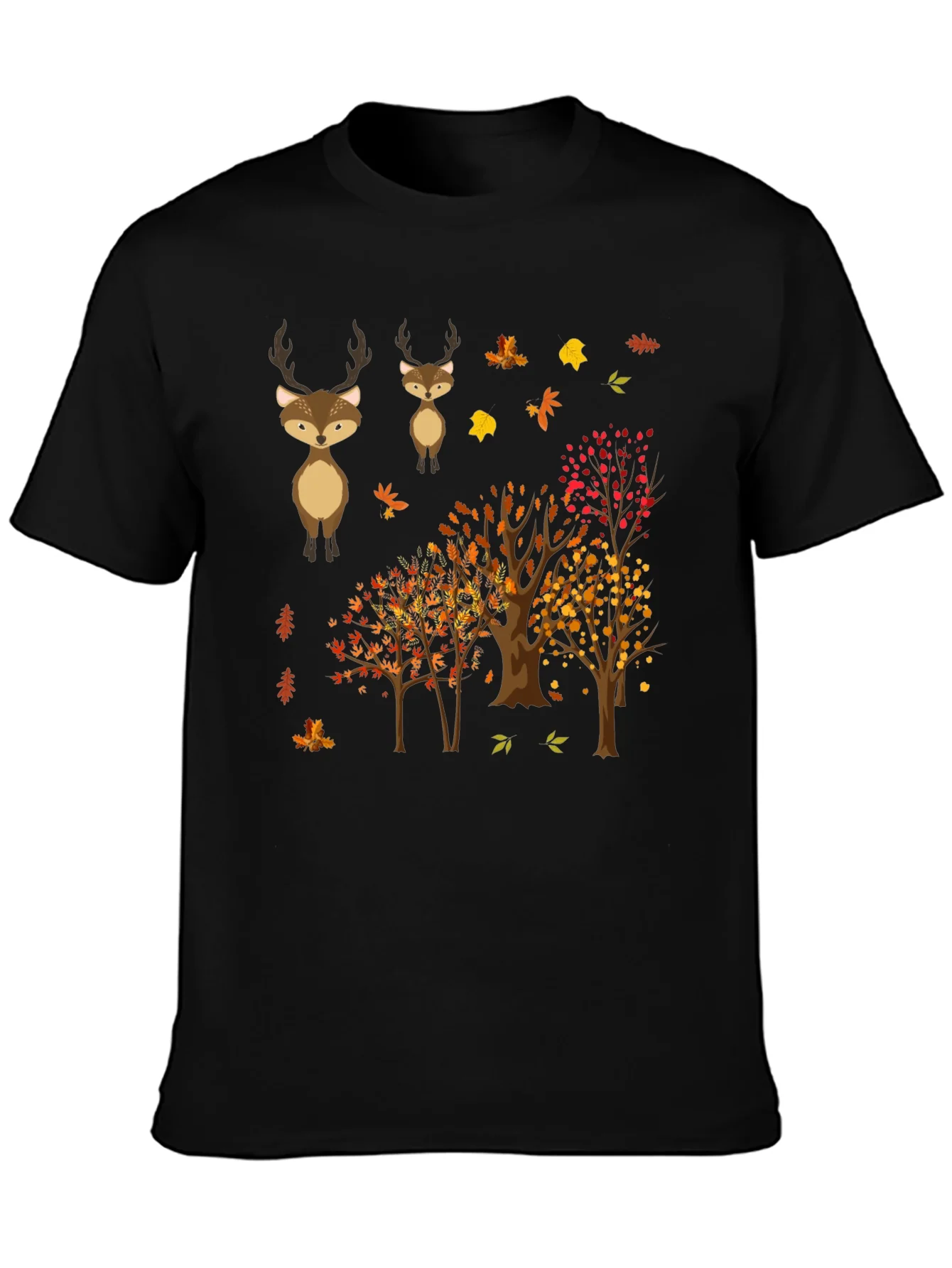 Autumn Deer & Tree Graphic Tee - Nature Lovers T-Shirt