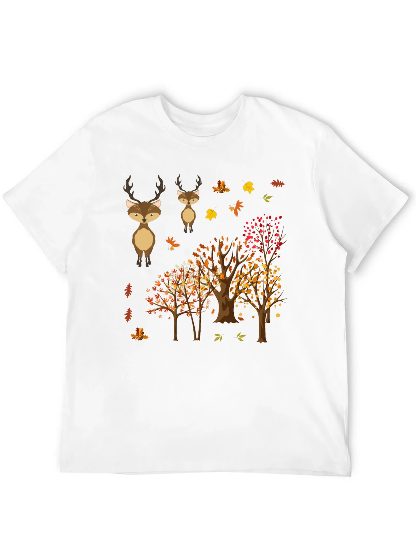 Autumn Deer & Tree Graphic Tee - Nature Lovers T-Shirt