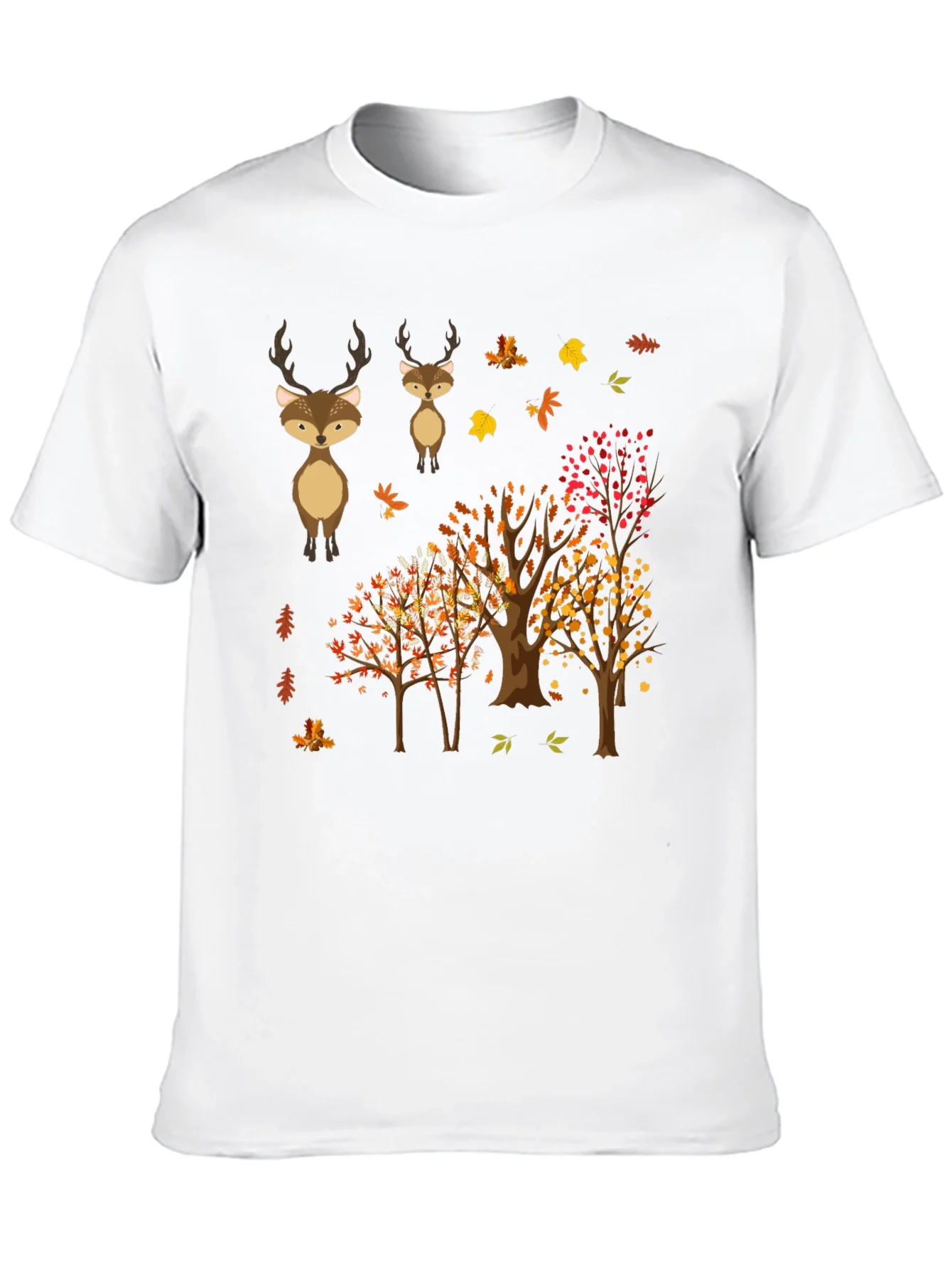 Autumn Deer & Tree Graphic Tee - Nature Lovers T-Shirt