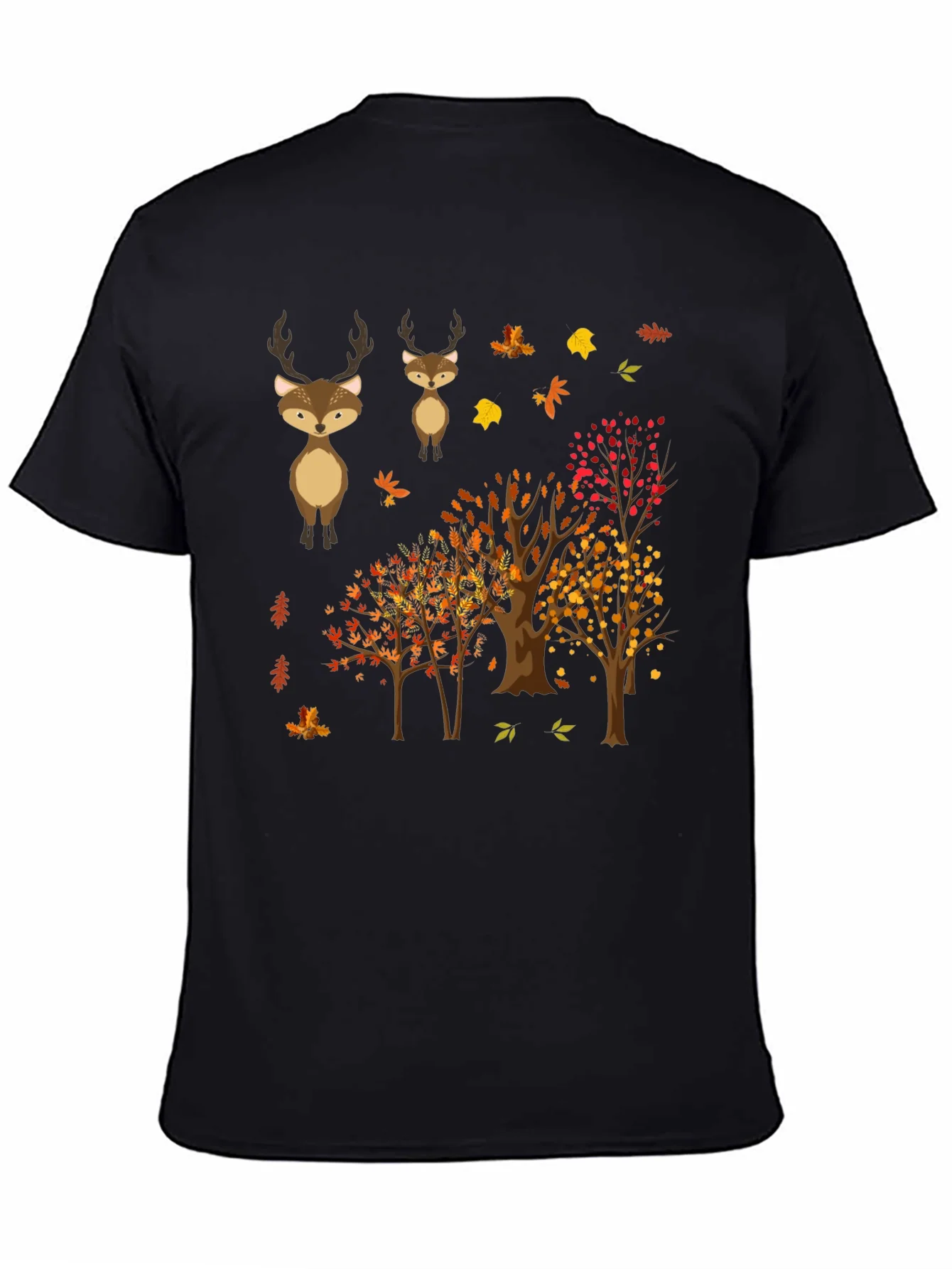 Autumn Deer & Tree Graphic Tee - Nature Lovers T-Shirt