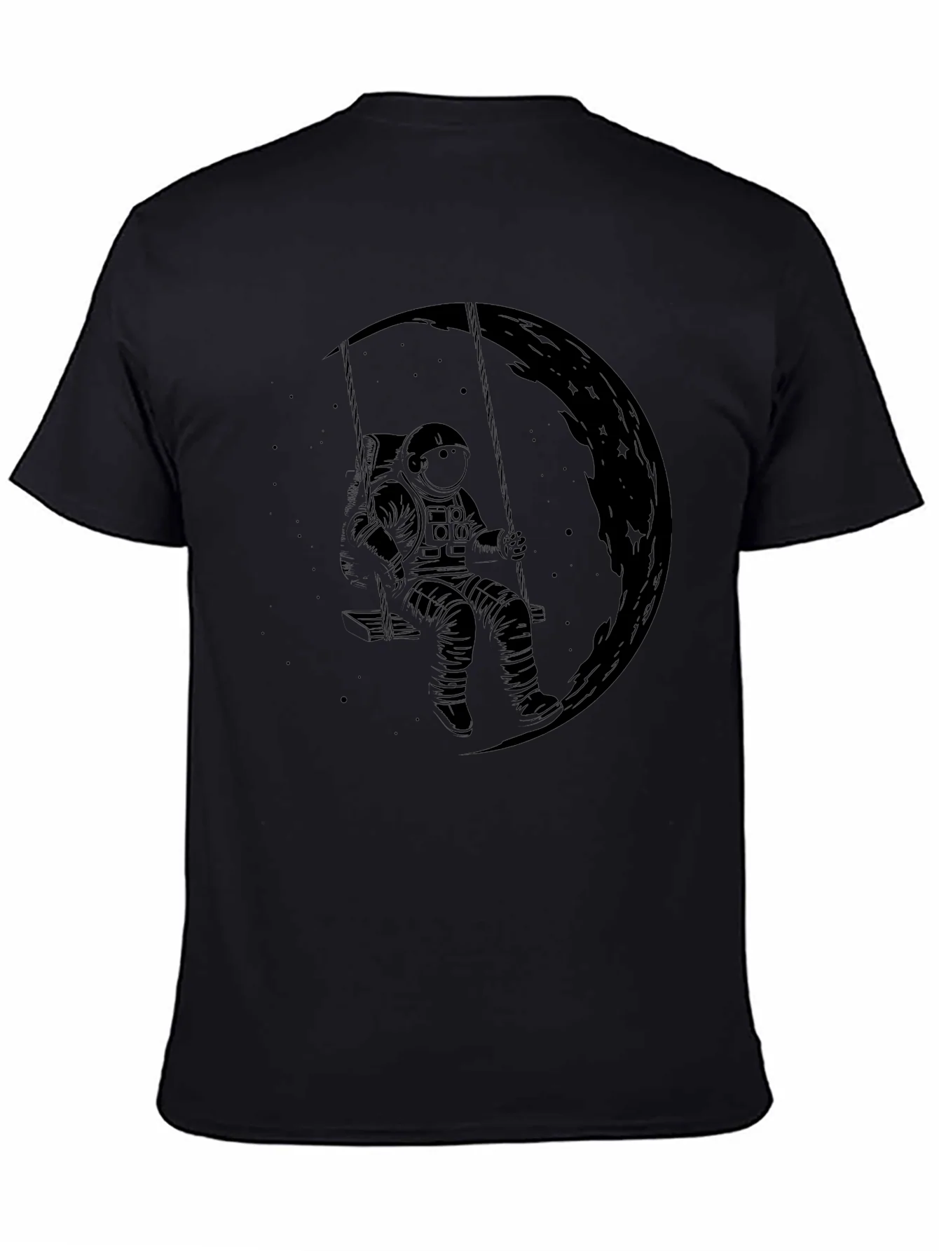 Astronaut Moon Swing Graphic T-Shirt - Black