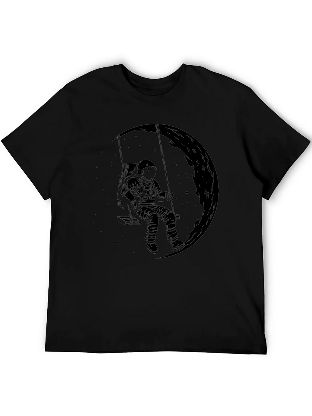 Astronaut Moon Swing Graphic T-Shirt - Black