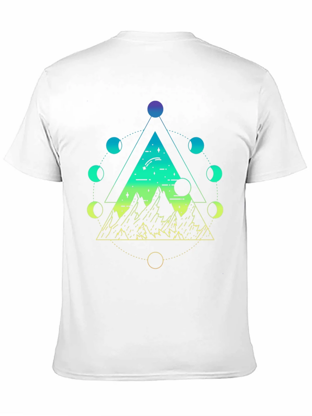 Geometric Moon Phase Mountain Black T-Shirt