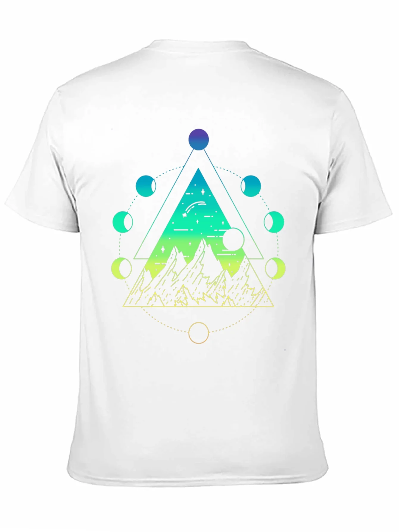 Geometric Moon Phase Mountain Black T-Shirt