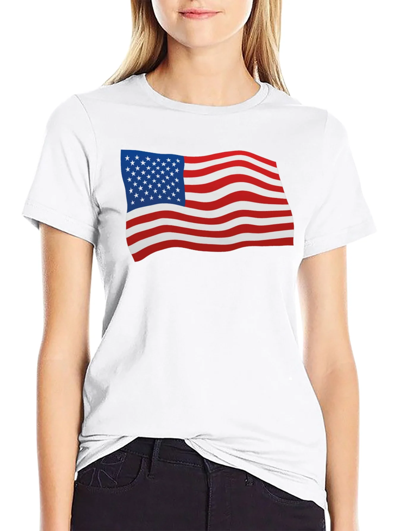 American Flag Graphic Tee - Black Cotton Blend