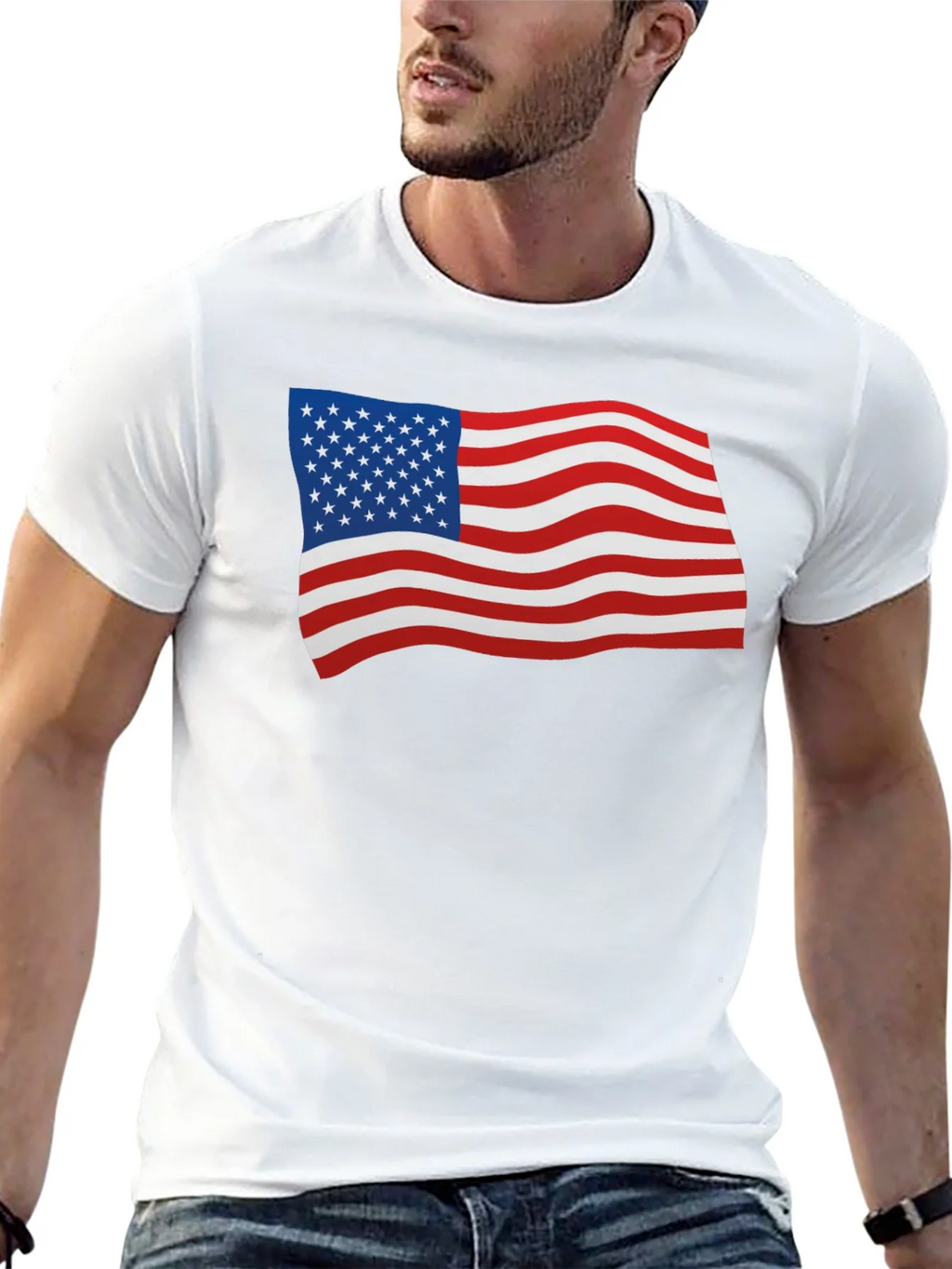 American Flag Graphic Tee - Black Cotton Blend