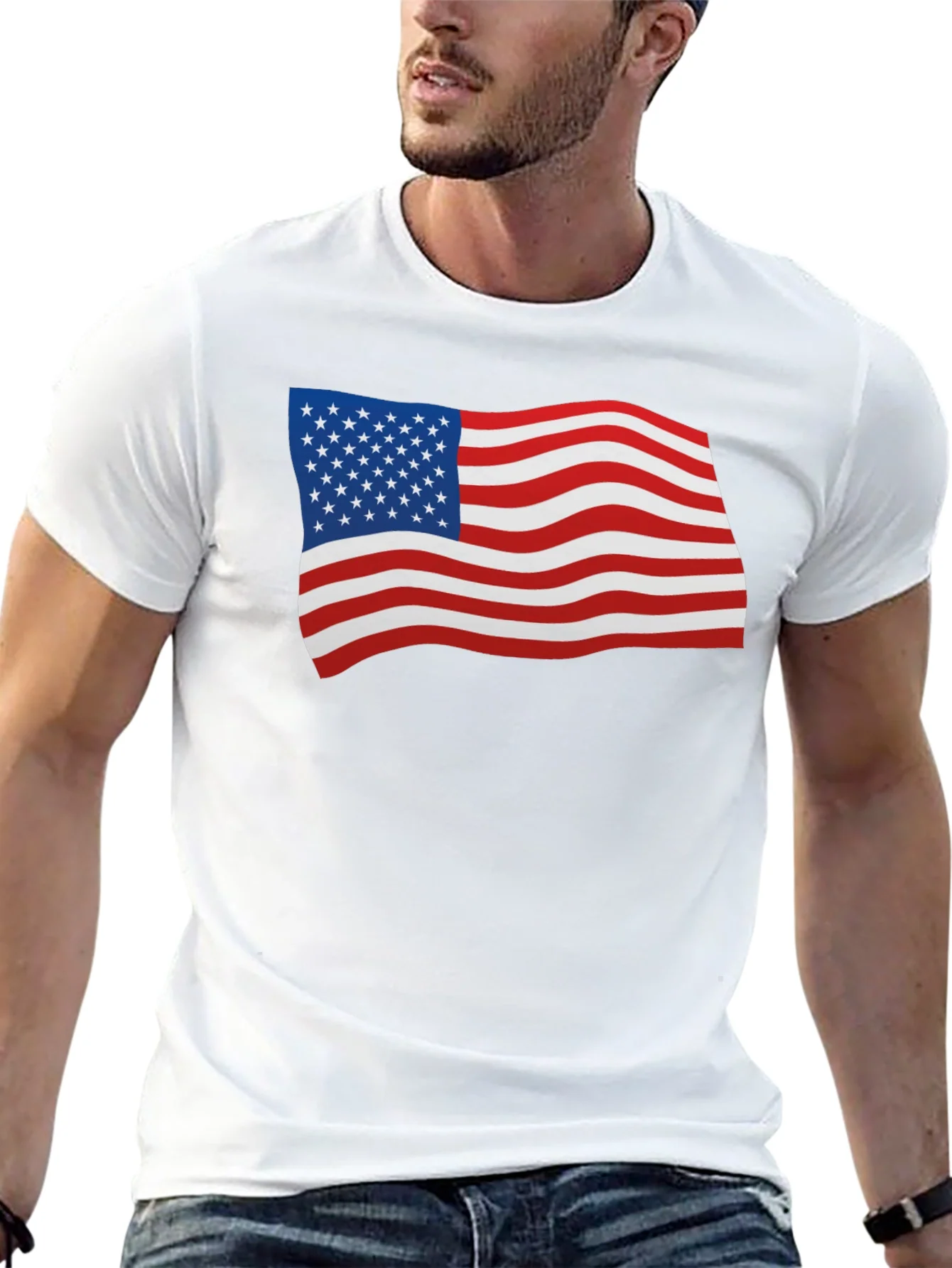 American Flag Graphic Tee - Black Cotton Blend