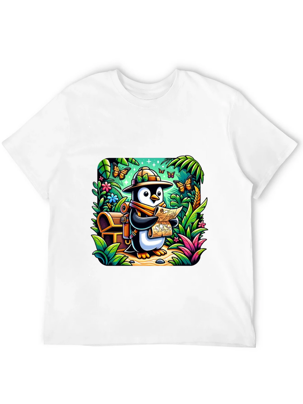 Adventurer Penguin T-Shirt - Treasure Hunt Design