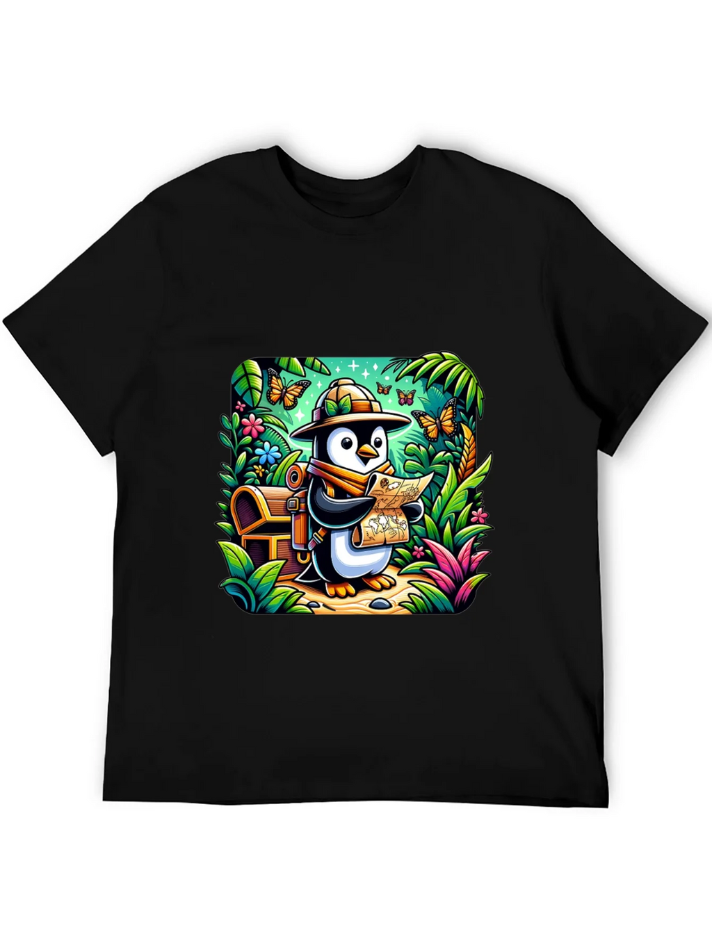 Adventurer Penguin T-Shirt - Treasure Hunt Design