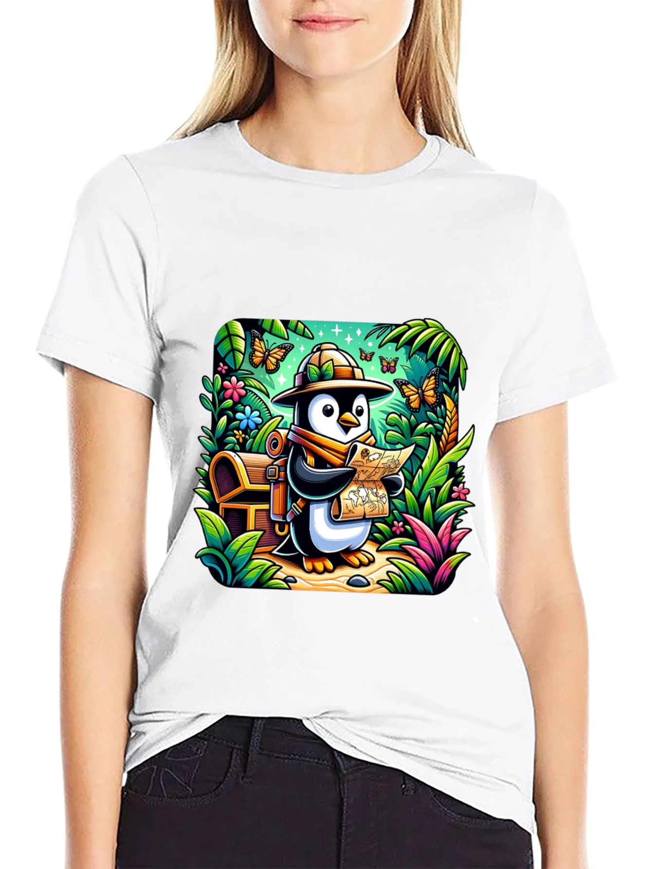 Adventurer Penguin T-Shirt - Treasure Hunt Design