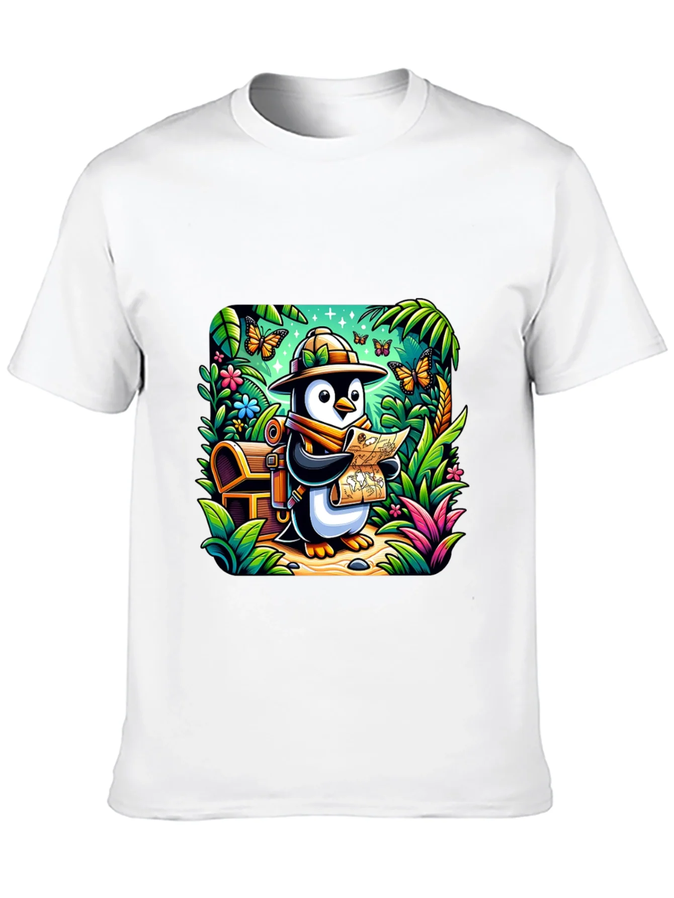 Adventurer Penguin T-Shirt - Treasure Hunt Design